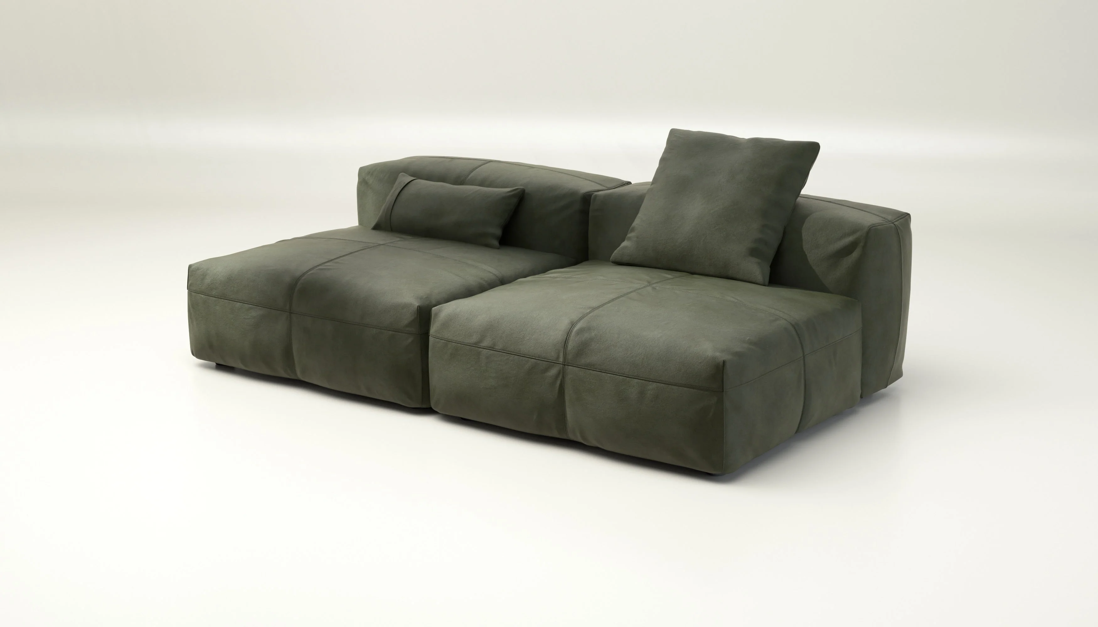 vetsak | Sofa Set 01 Large - Leather - Olive | Modulares Sofa | 3.5 Sitzer - Image 3