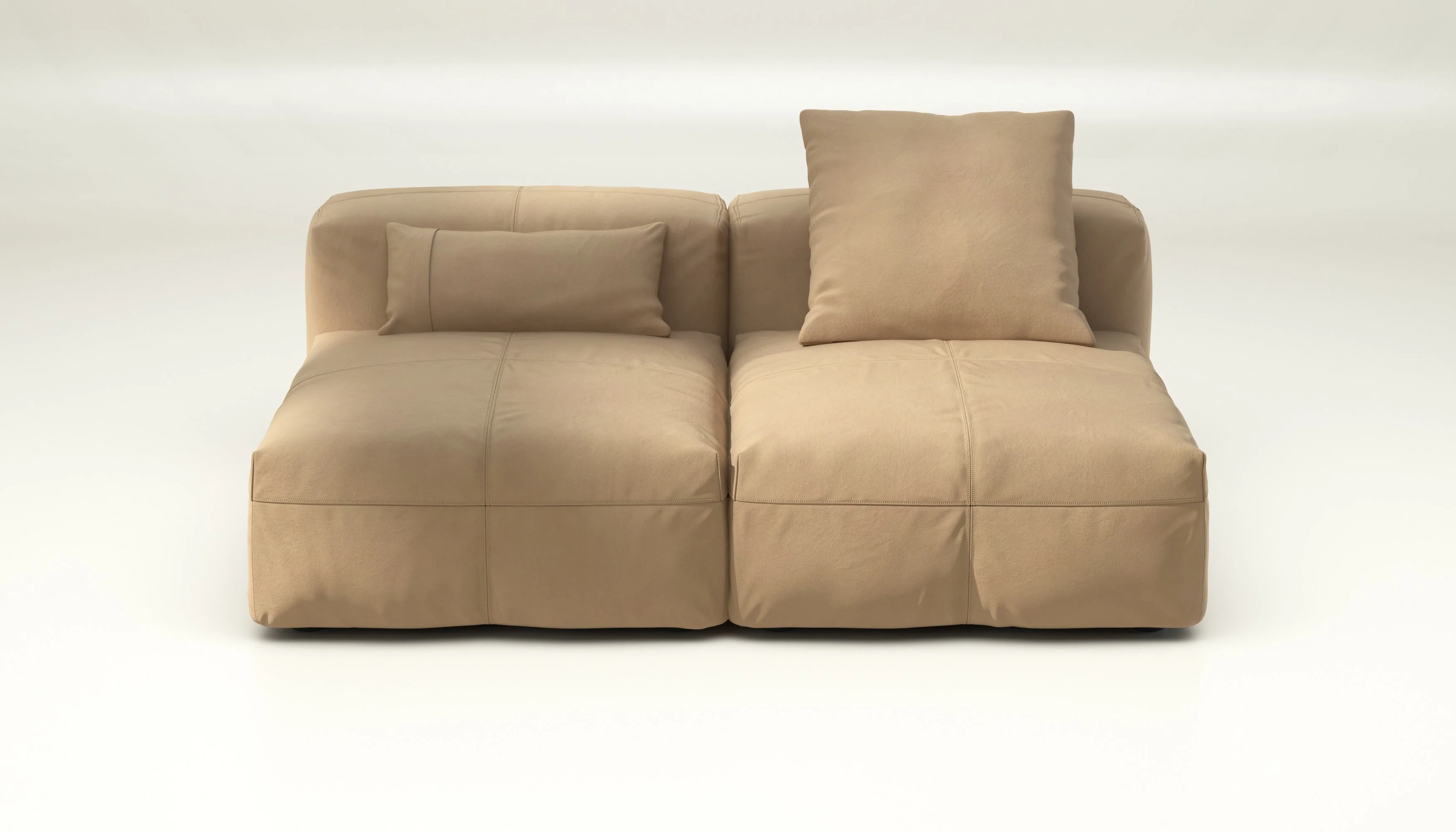 vetsak | Sofa Set 01 Medium - Leather - Beige | Modulares Sofa | 2.5 Sitzer