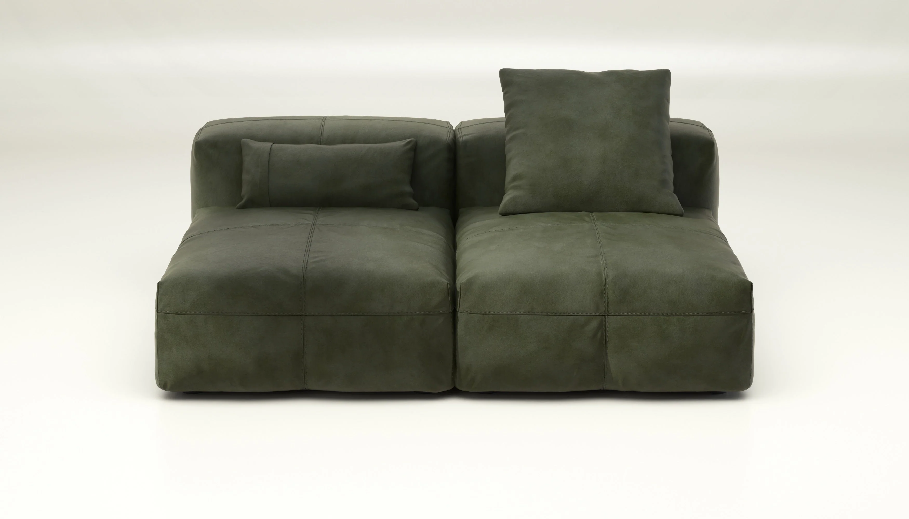 vetsak | Sofa Set 01 Medium - Leather - Olive | Modulares Sofa | 2.5 Sitzer