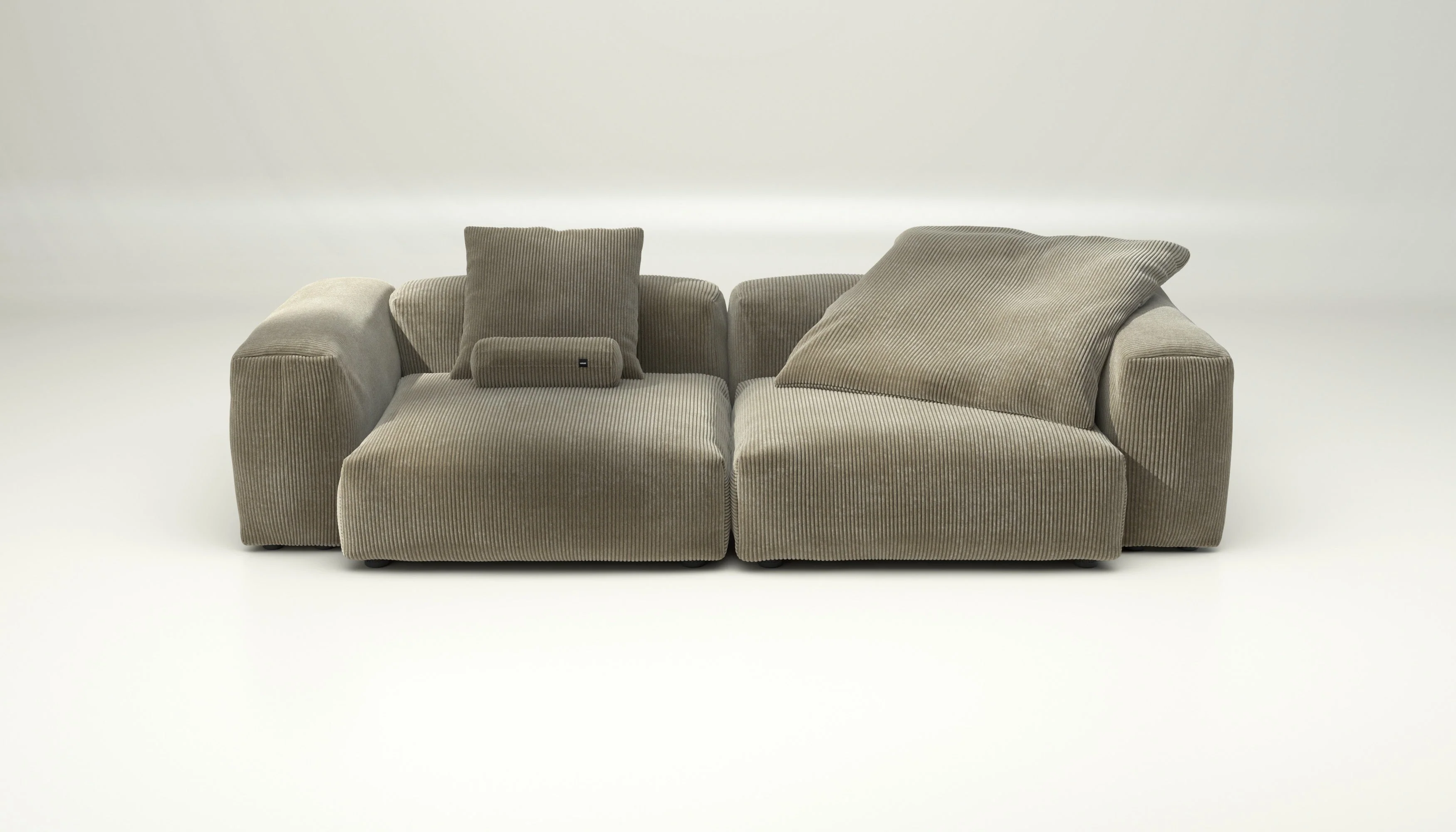 vetsak | Sofa Set 02 Large - Cord Velour - Khaki | Modulares Sofa | 3.5 Sitzer | Big Sofa