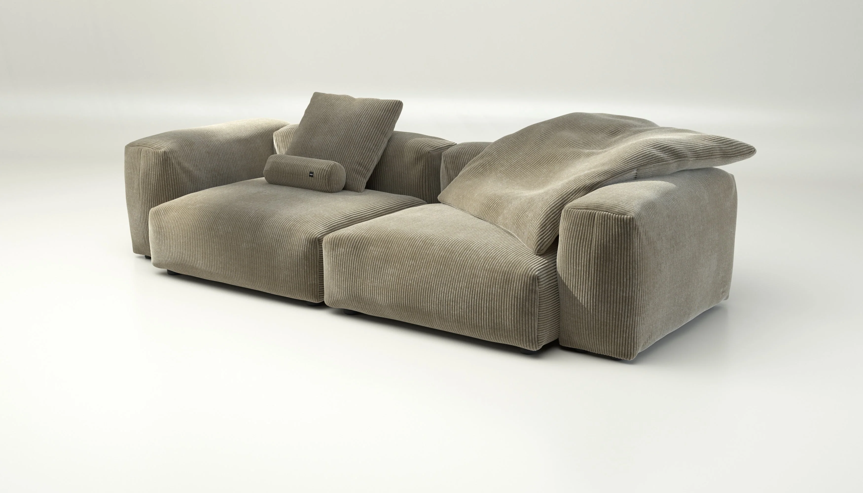 vetsak | Sofa Set 02 Large - Cord Velour - Khaki | Modulares Sofa | 3.5 Sitzer | Big Sofa - Image 3
