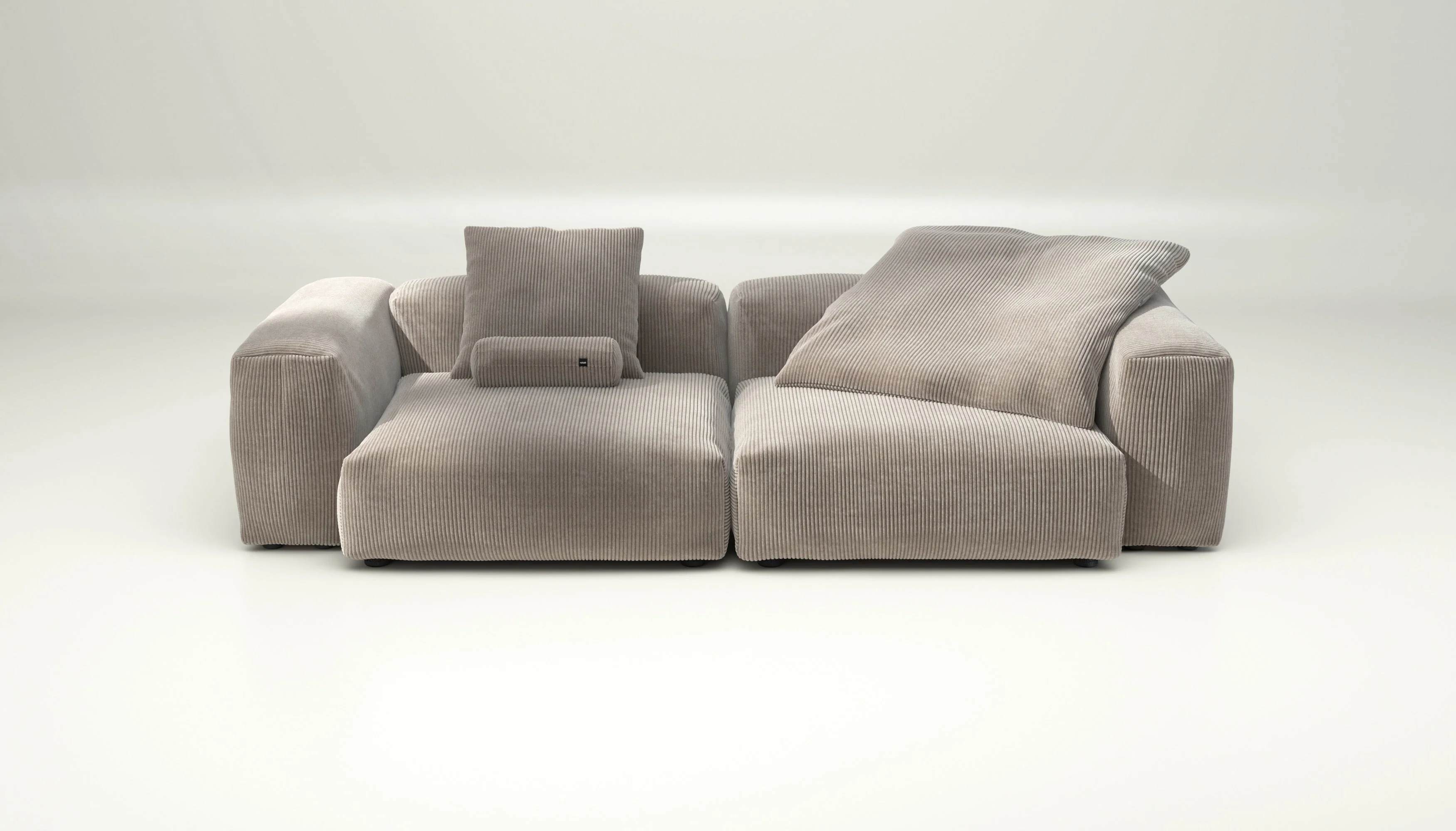 vetsak | Sofa Set 02 Large - Cord Velour - Platinum | Modulares Sofa | 3.5 Sitzer | Big Sofa
