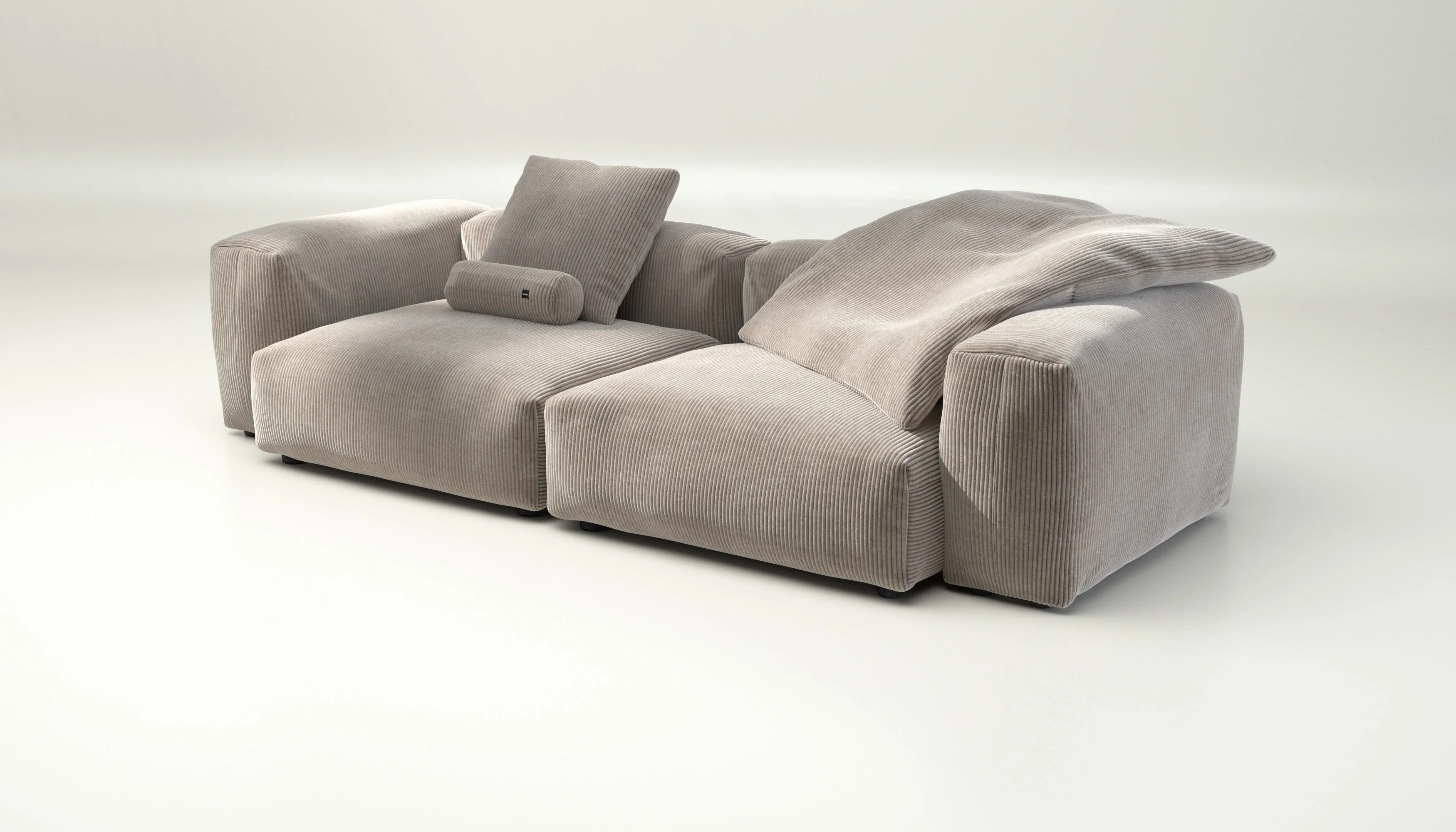 vetsak | Sofa Set 02 Large - Cord Velour - Platinum | Modulares Sofa | 3.5 Sitzer | Big Sofa - Image 3