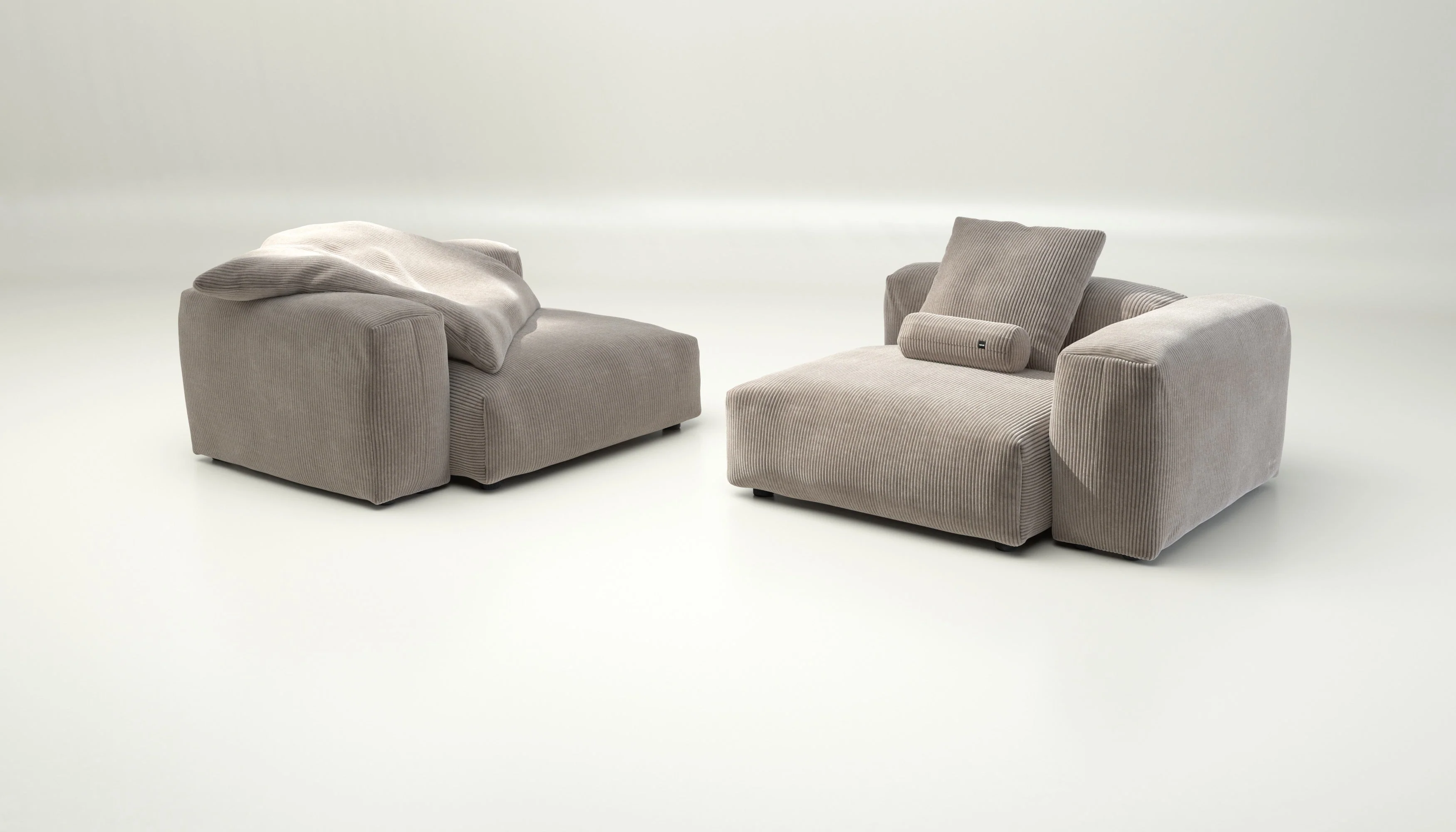 vetsak | Sofa Set 02 Large - Cord Velour - Platinum | Modulares Sofa | 3.5 Sitzer | Big Sofa - Image 4