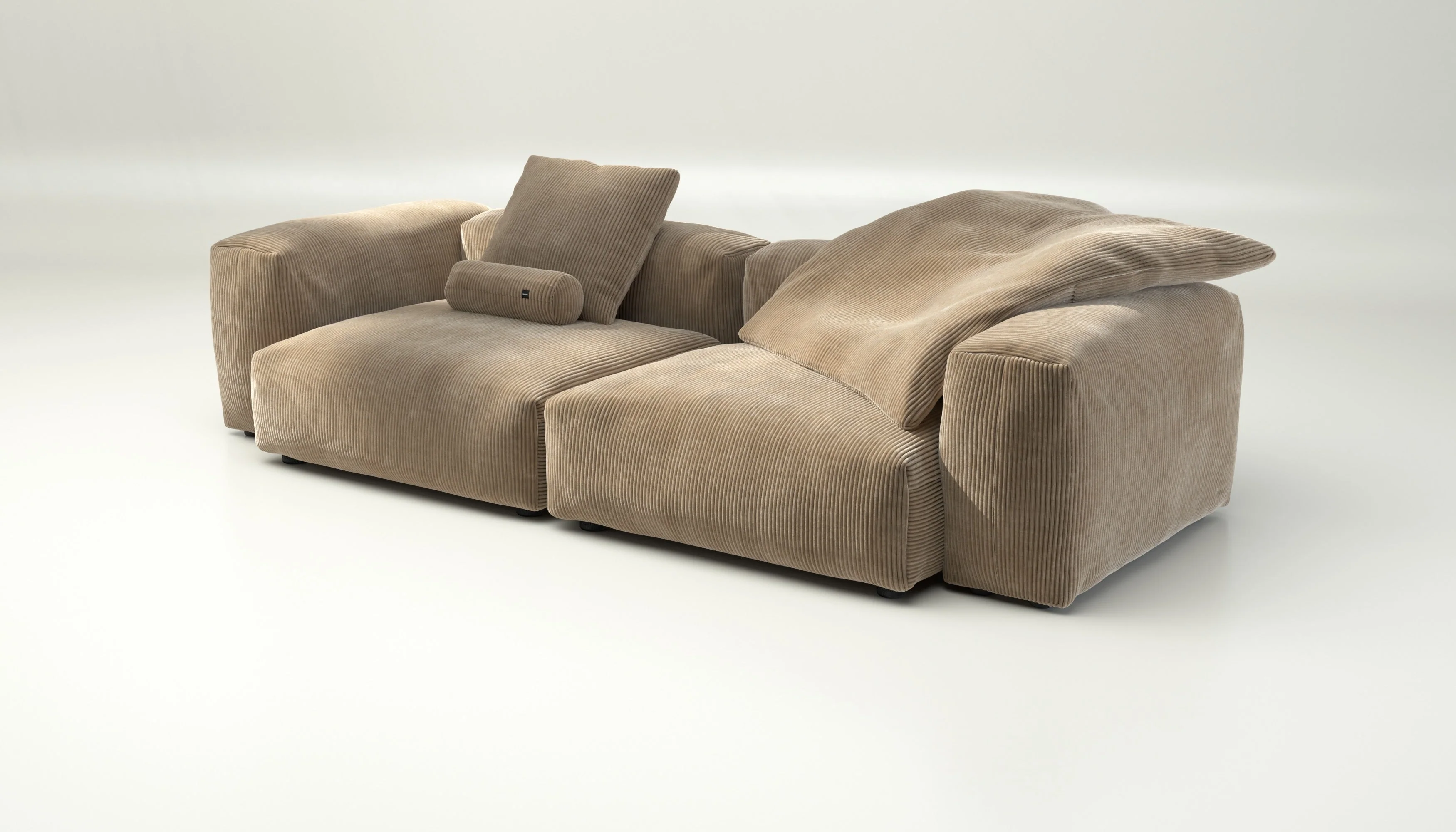 vetsak | Sofa Set 02 Large - Cord Velour - Sand | Modulares Sofa | 3.5 Sitzer | Big Sofa - Image 3