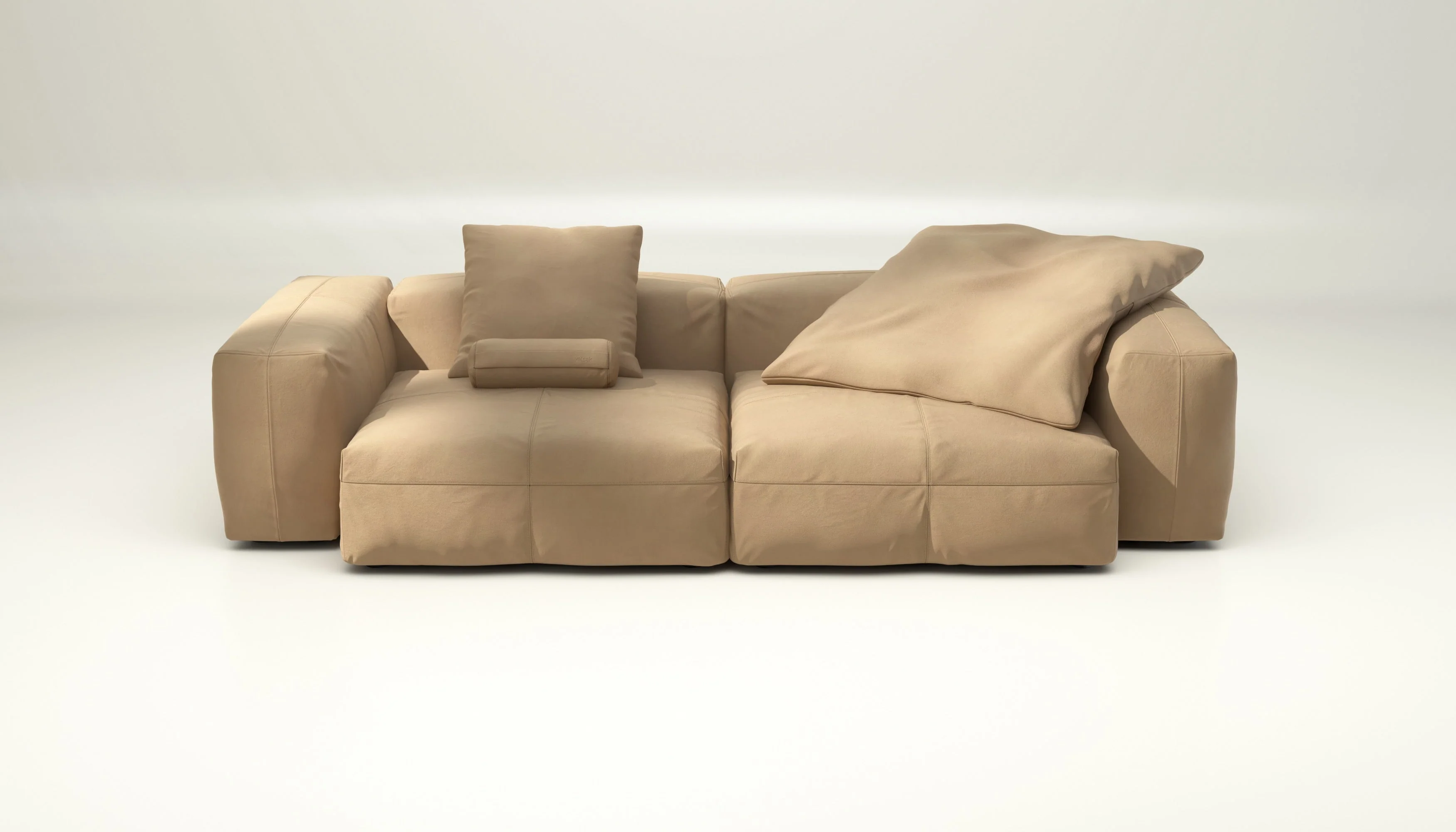 vetsak | Sofa Set 02 Large - Leather - Beige | Modulares Sofa | 3.5 Sitzer | Big Sofa