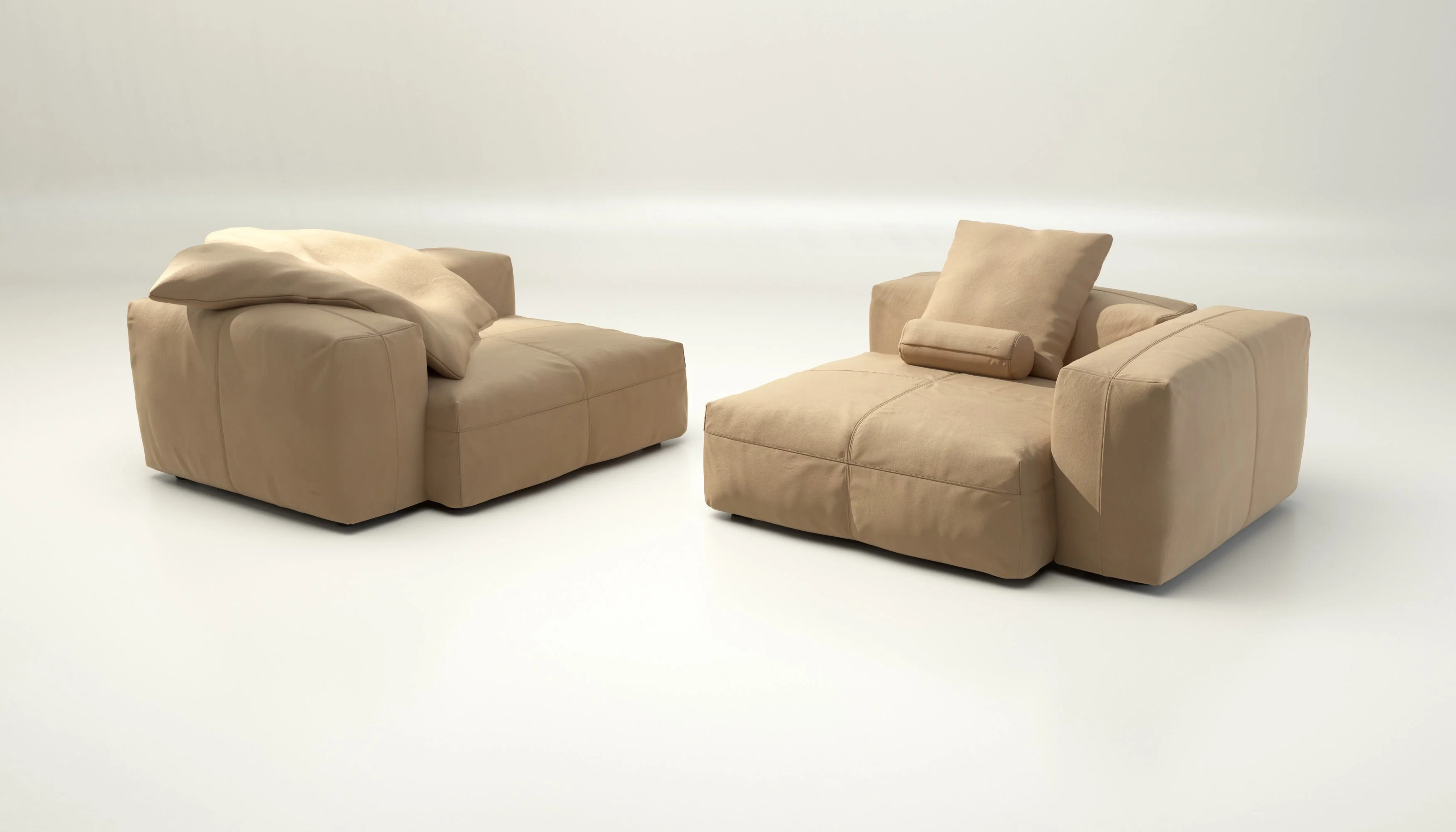 vetsak | Sofa Set 02 Large - Leather - Beige | Modulares Sofa | 3.5 Sitzer | Big Sofa - Image 4