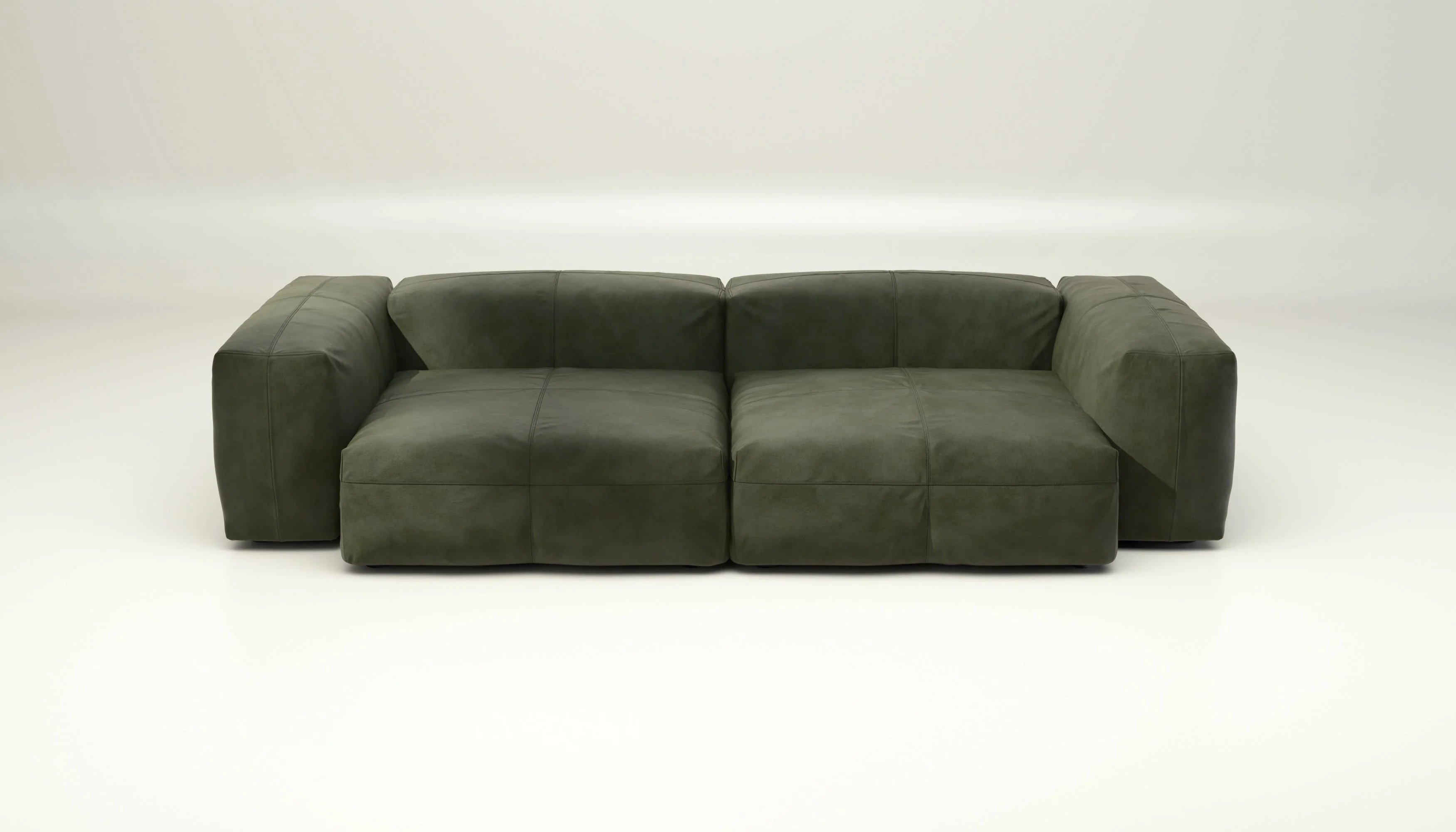 vetsak | Sofa Set 02 Large - Leather - Olive | Modulares Sofa | 3.5 Sitzer | Big Sofa - Image 2