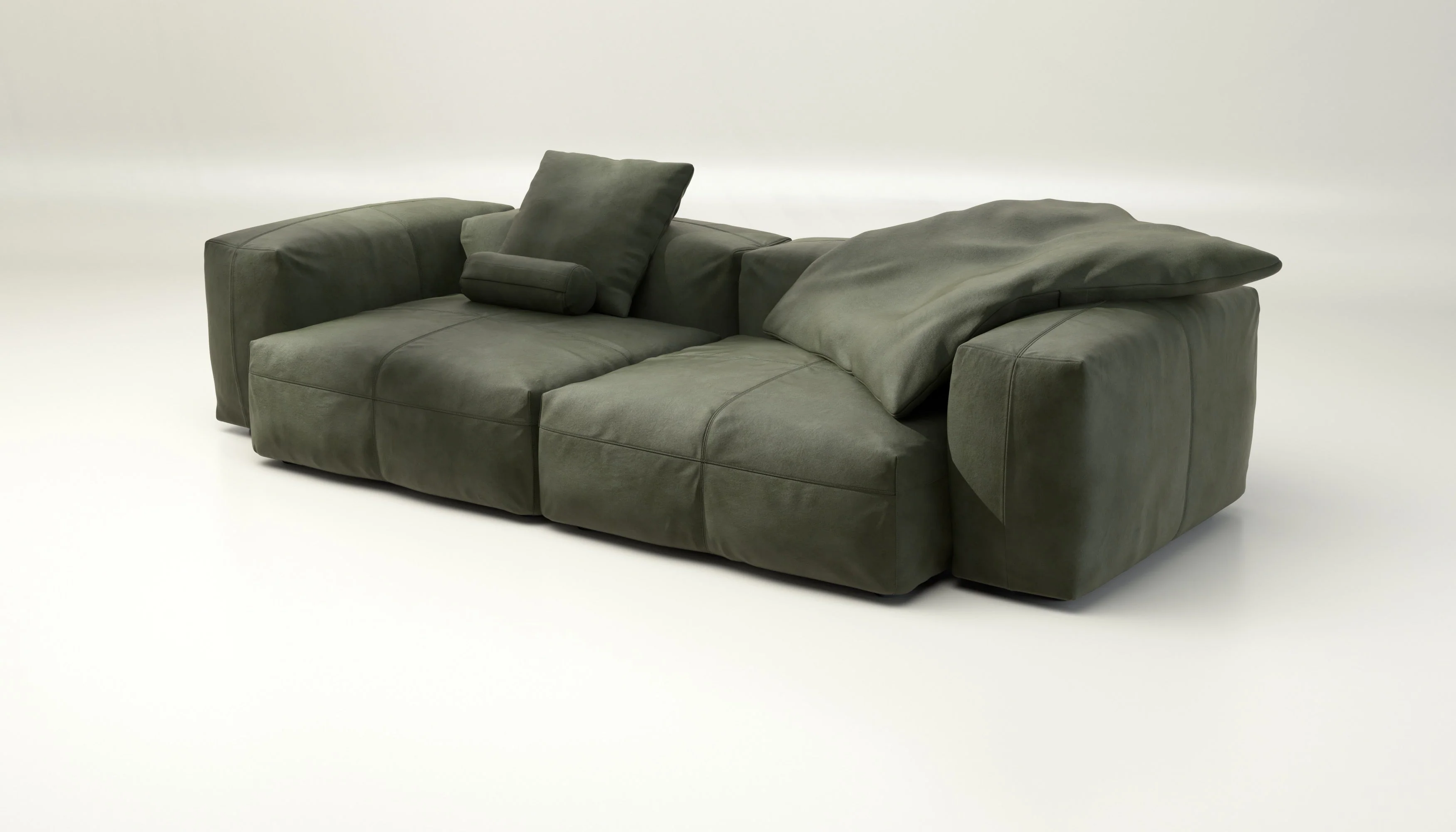 vetsak | Sofa Set 02 Large - Leather - Olive | Modulares Sofa | 3.5 Sitzer | Big Sofa - Image 3