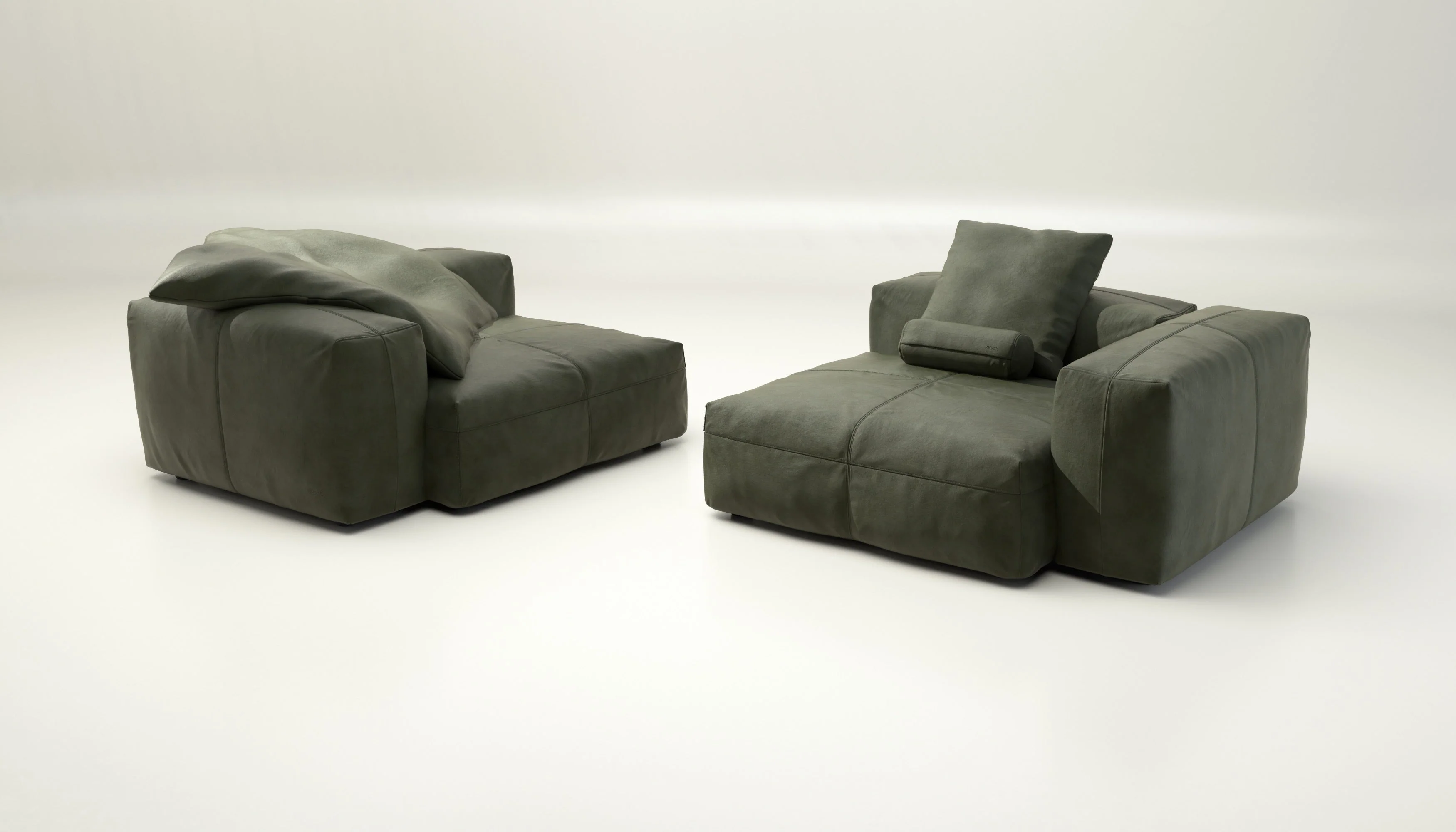 vetsak | Sofa Set 02 Large - Leather - Olive | Modulares Sofa | 3.5 Sitzer | Big Sofa - Image 4