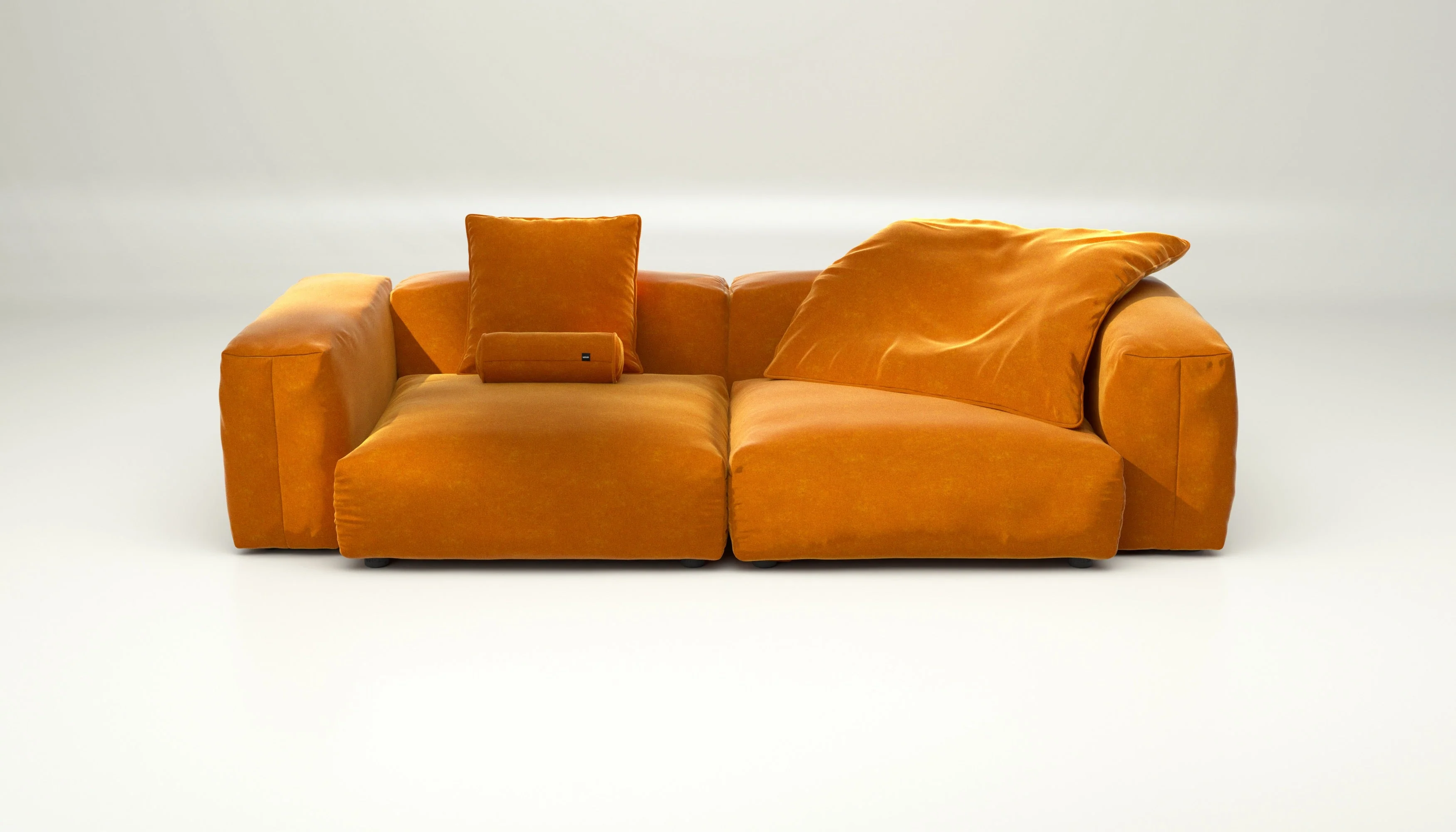 vetsak | Sofa Set 02 Large - Suave - Orange Blaze | Modulares Sofa | 3.5 Sitzer | Big Sofa