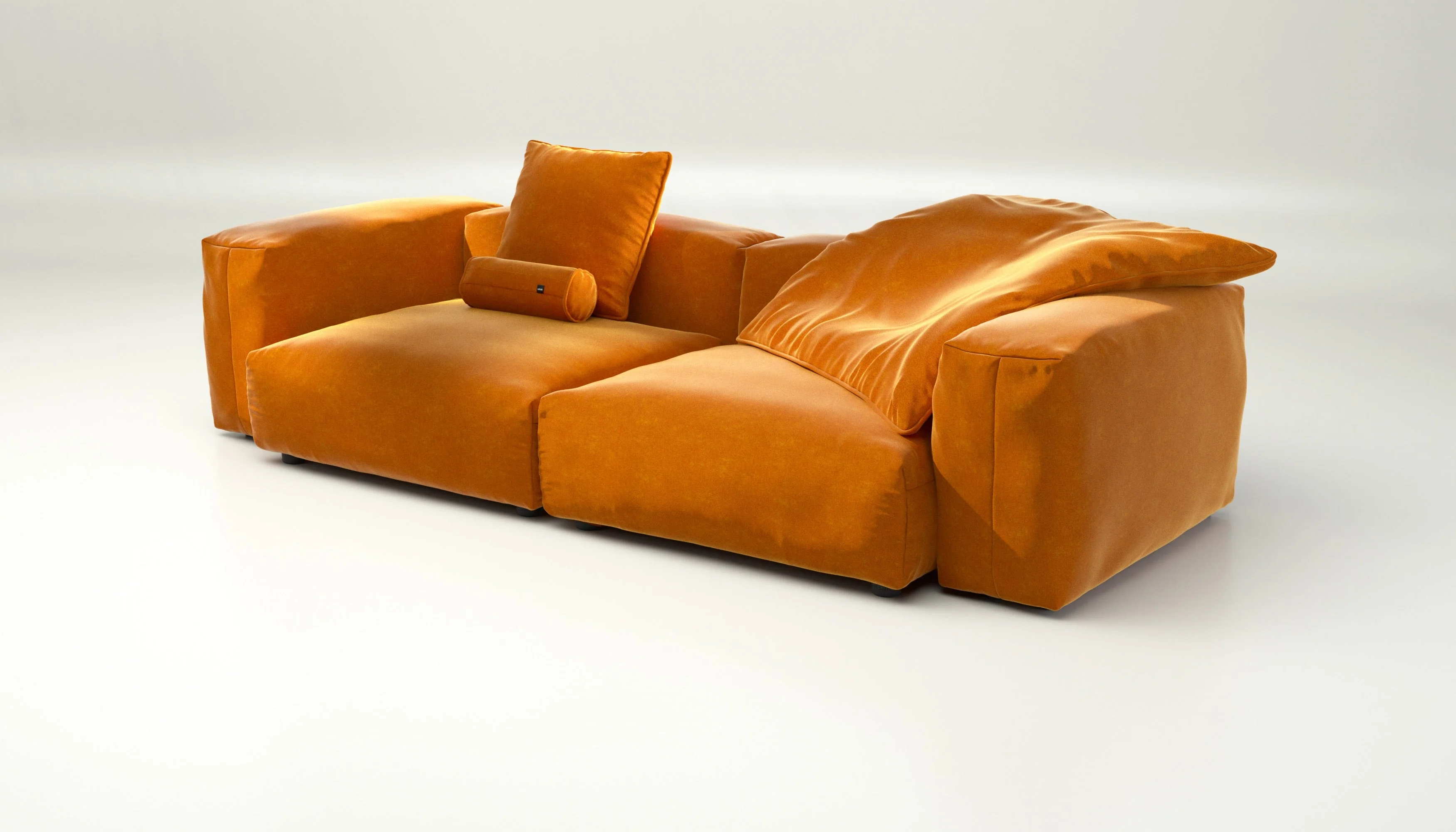 vetsak | Sofa Set 02 Large - Suave - Orange Blaze | Modulares Sofa | 3.5 Sitzer | Big Sofa - Image 3