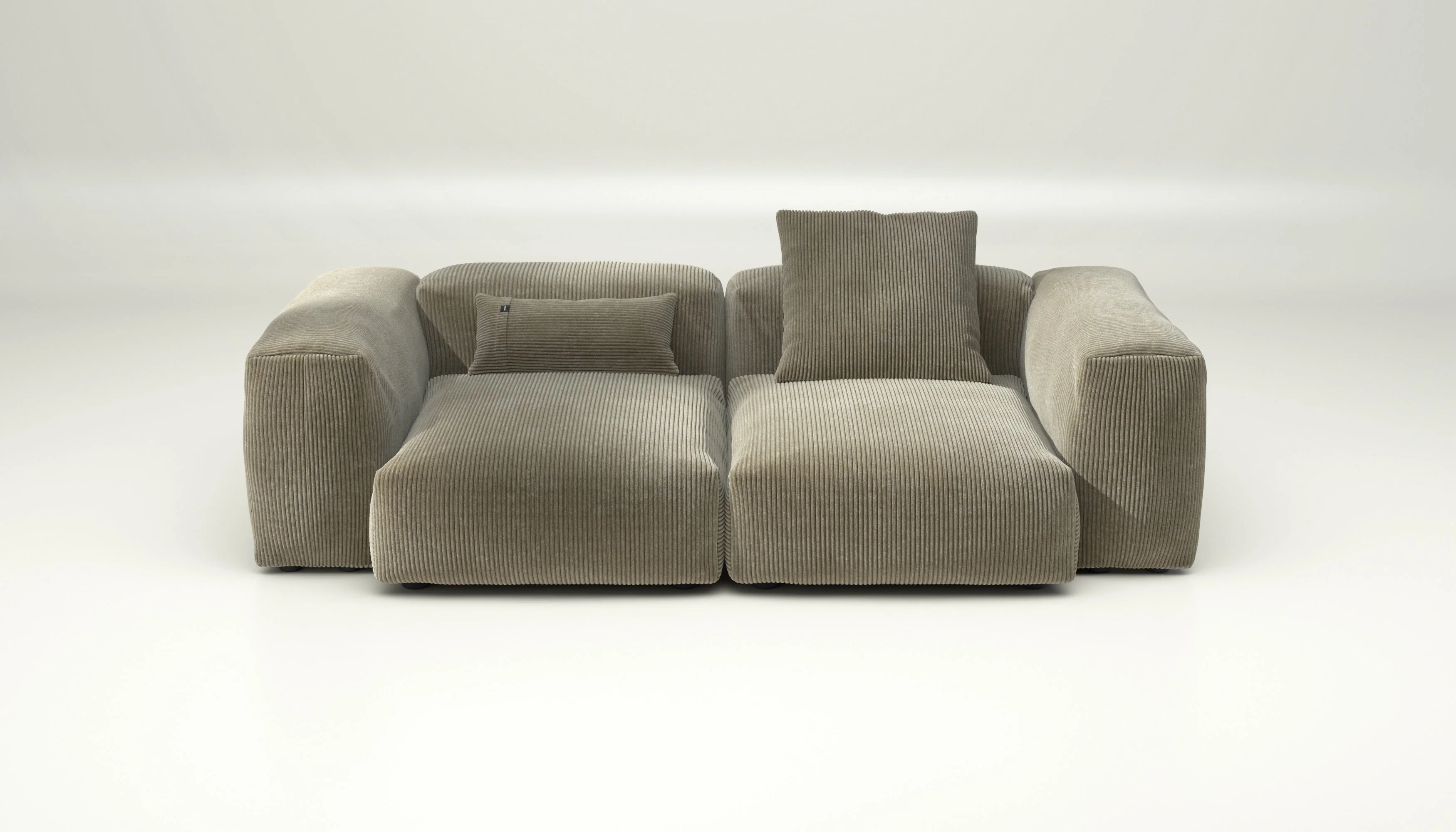 vetsak | Sofa Set 02 Medium - Cord Velour - Khaki | Modulares Sofa | 2.5 Sitzer | Big Sofa