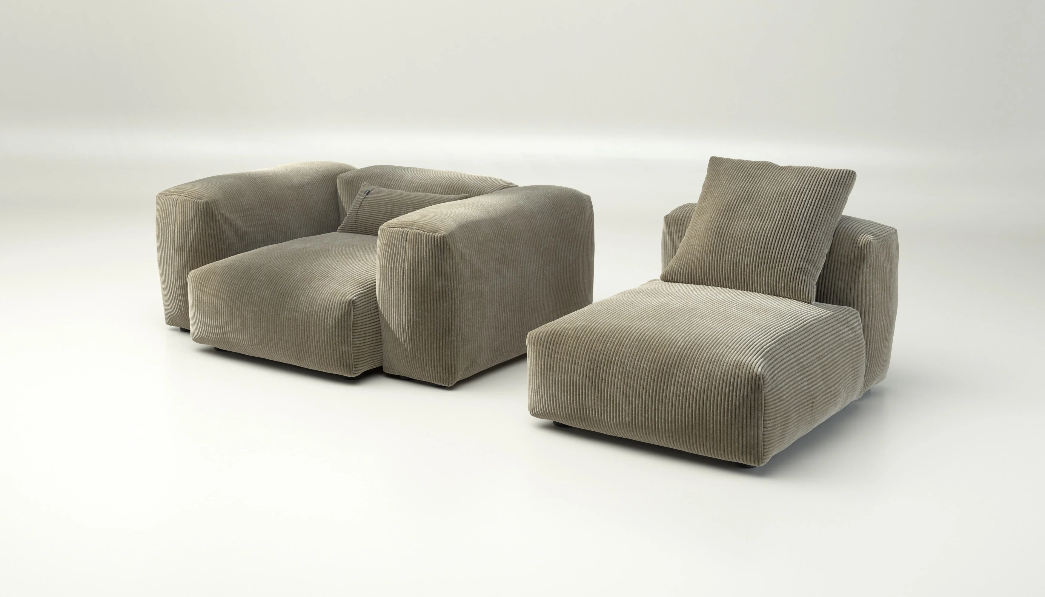 vetsak | Sofa Set 02 Medium - Cord Velour - Khaki | Modulares Sofa | 2.5 Sitzer | Big Sofa - Image 4