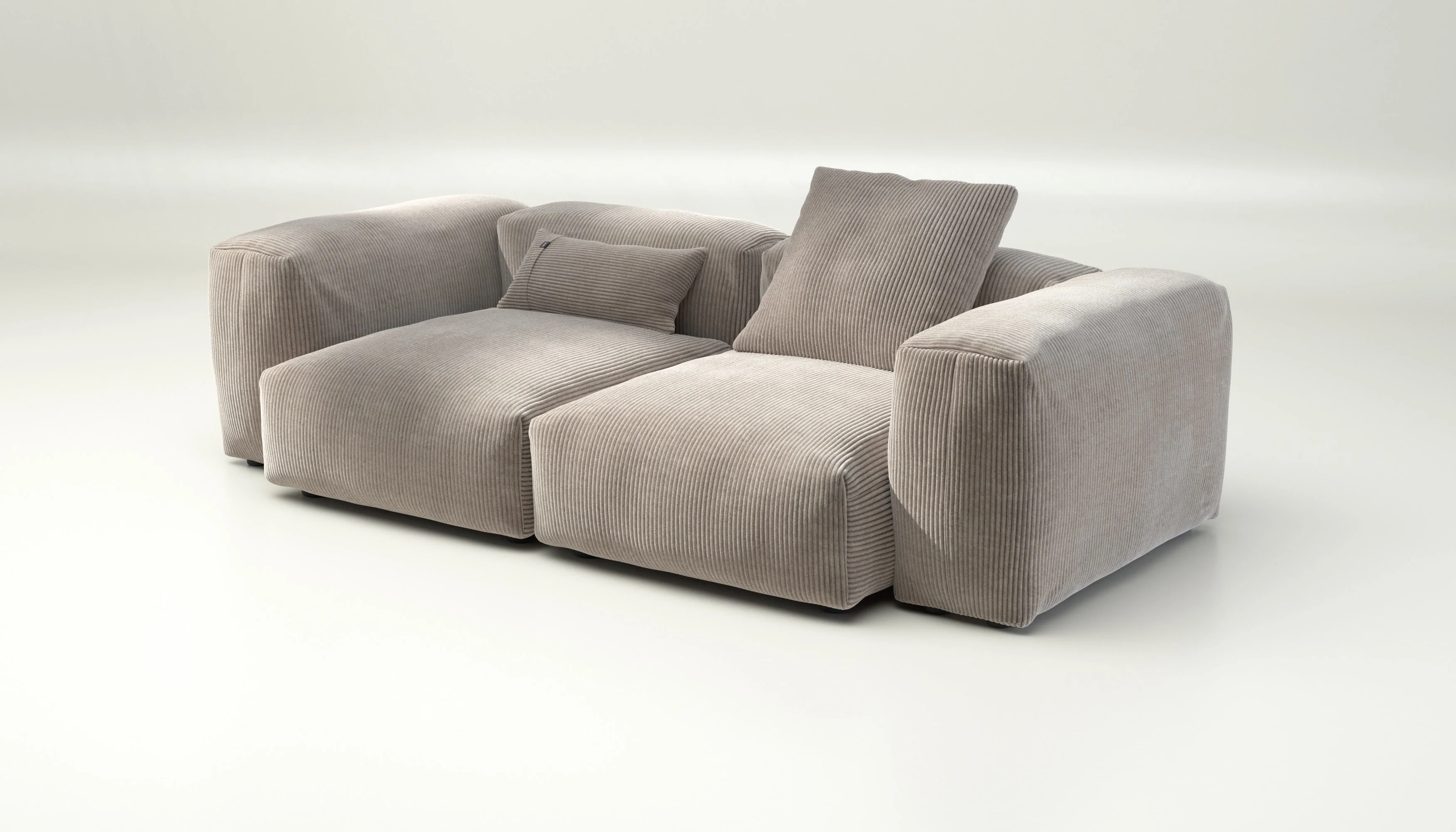 vetsak | Sofa Set 02 Medium - Cord Velour - Platinum | Modulares Sofa | 2.5 Sitzer | Big Sofa - Image 3
