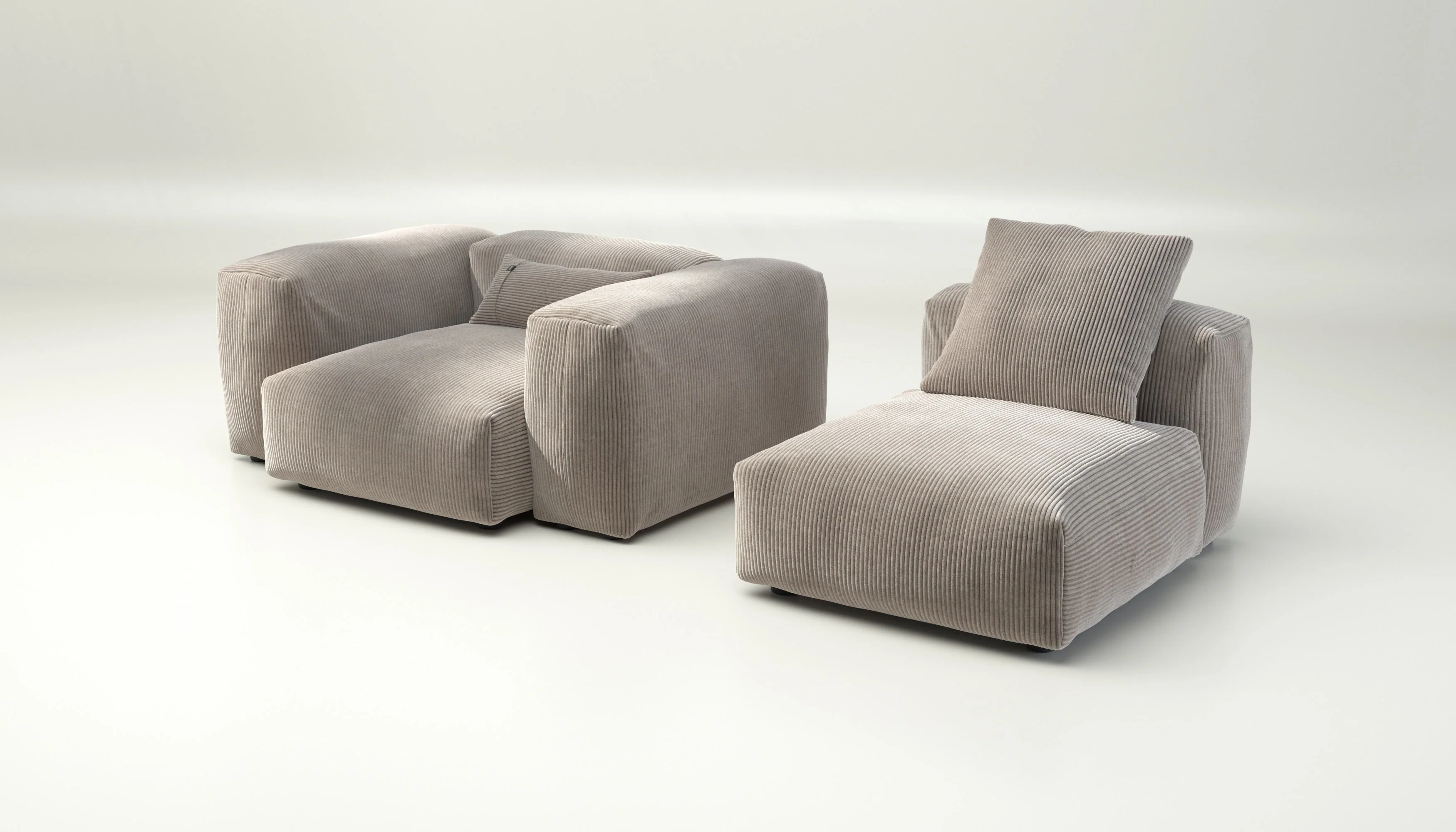 vetsak | Sofa Set 02 Medium - Cord Velour - Platinum | Modulares Sofa | 2.5 Sitzer | Big Sofa - Image 4