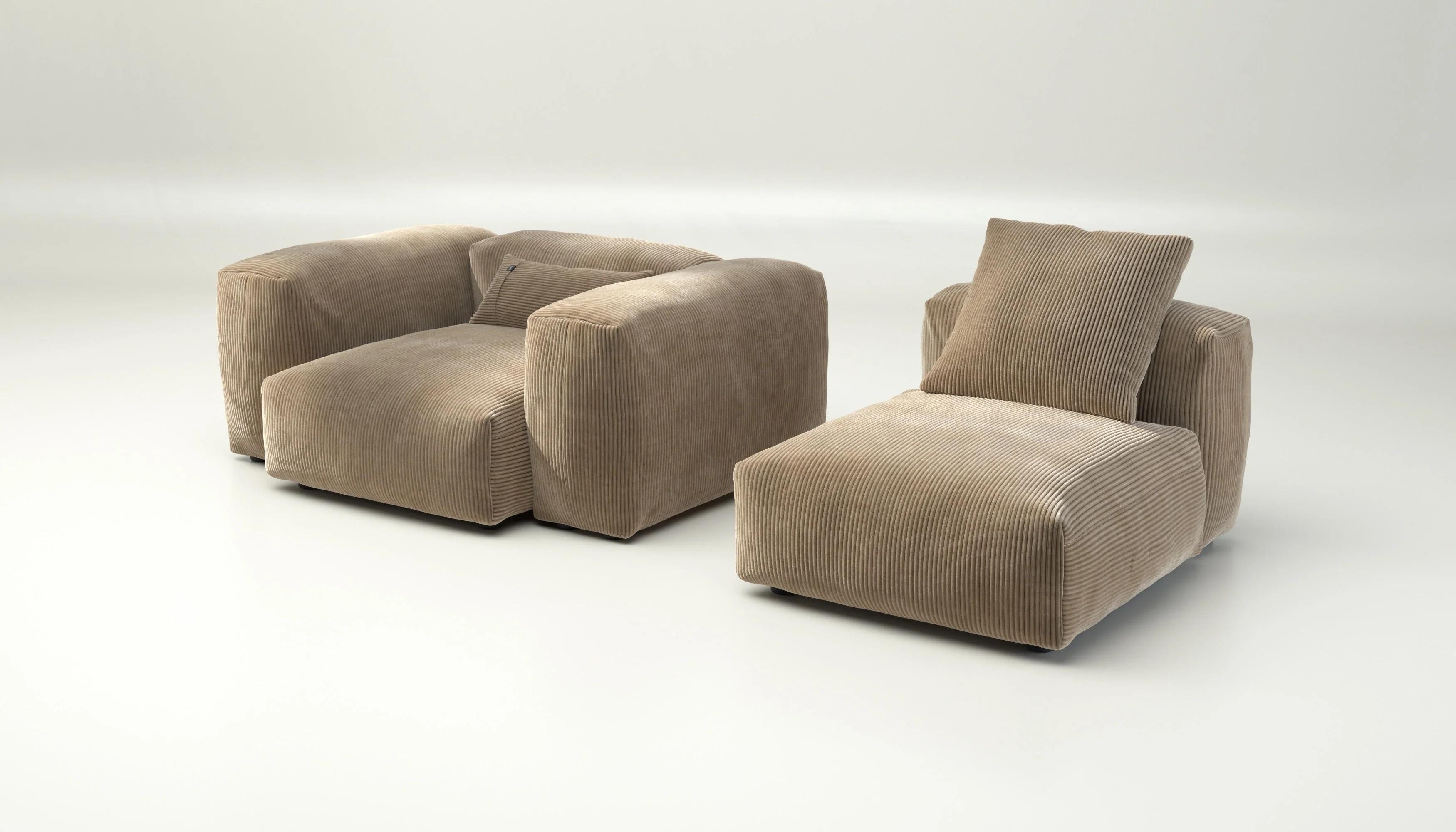 vetsak | Sofa Set 02 Medium - Cord Velour - Sand | Modulares Sofa | 2.5 Sitzer | Big Sofa - Image 4