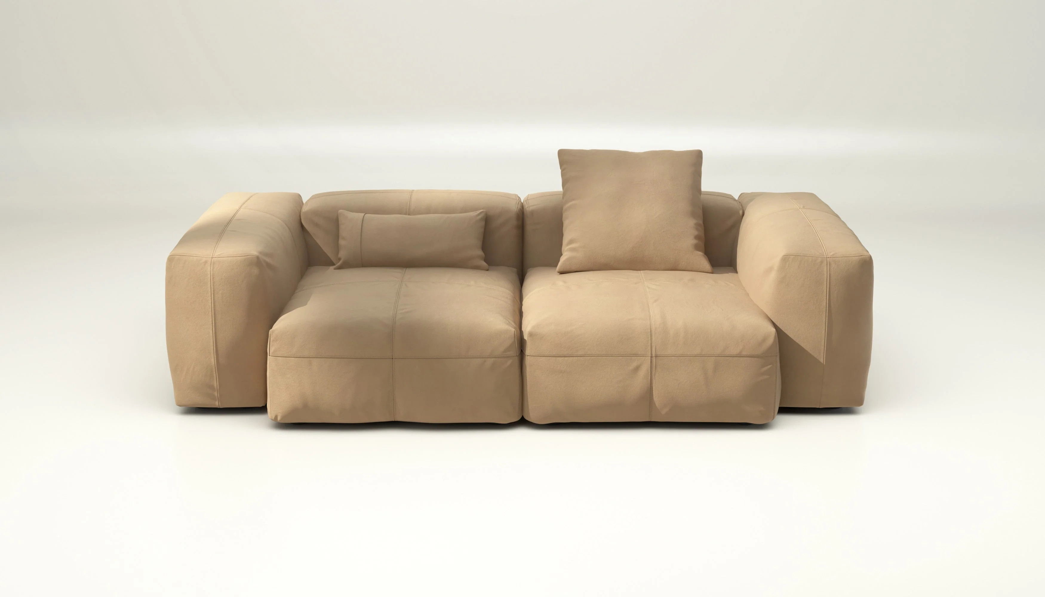 vetsak | Sofa Set 02 Medium - Leather - Beige | Modulares Sofa | 2.5 Sitzer | Big Sofa