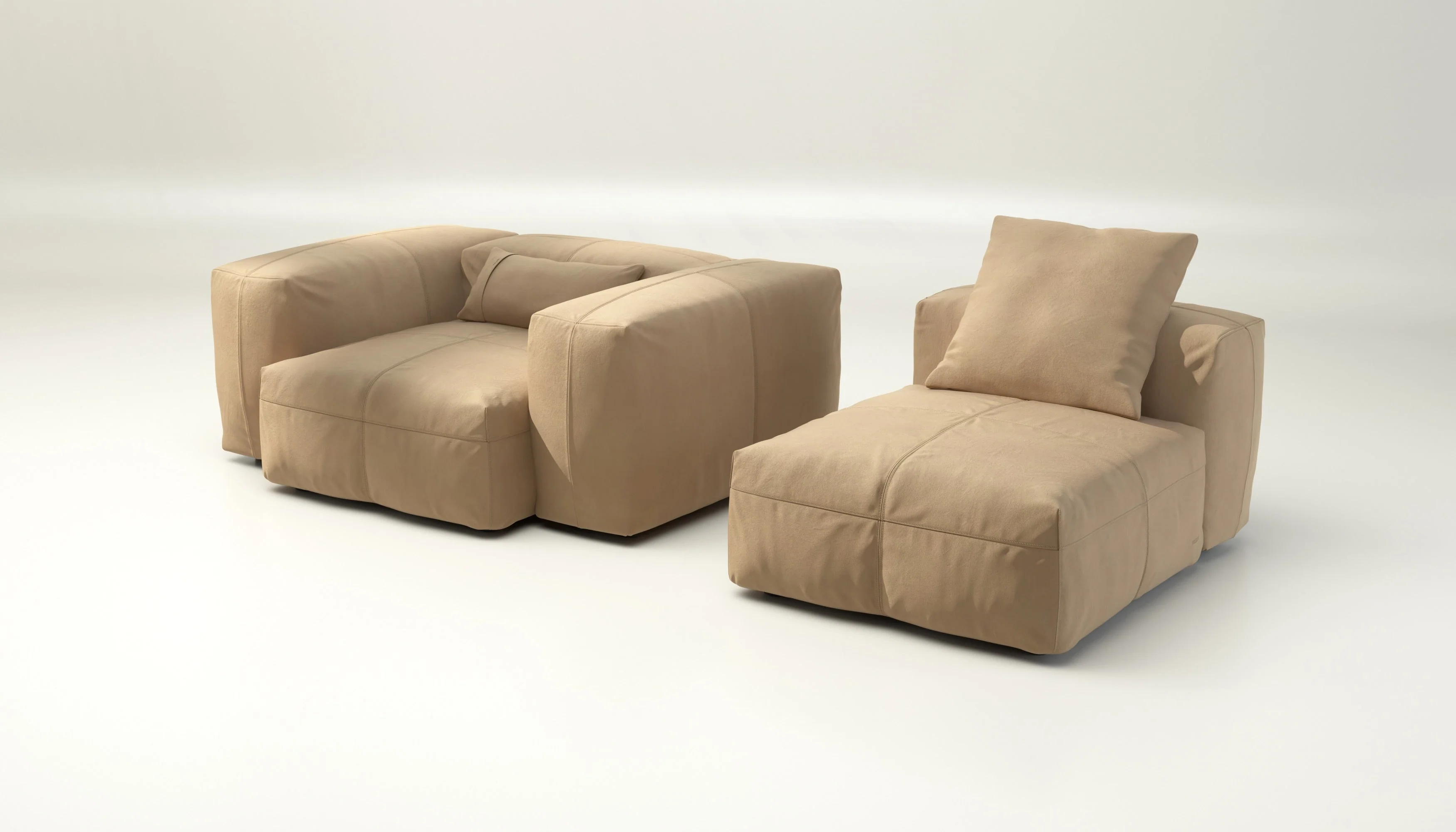 vetsak | Sofa Set 02 Medium - Leather - Beige | Modulares Sofa | 2.5 Sitzer | Big Sofa - Image 4
