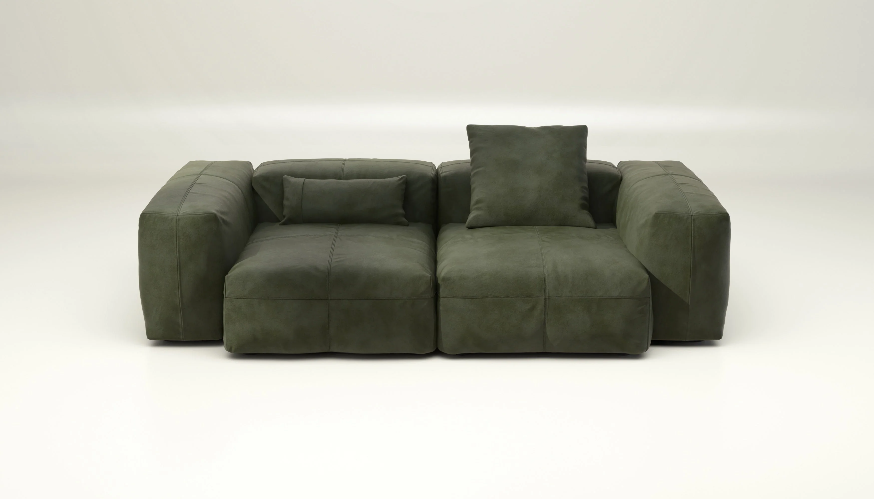 vetsak | Sofa Set 02 Medium - Leather - Olive | Modulares Sofa | 2.5 Sitzer | Big Sofa