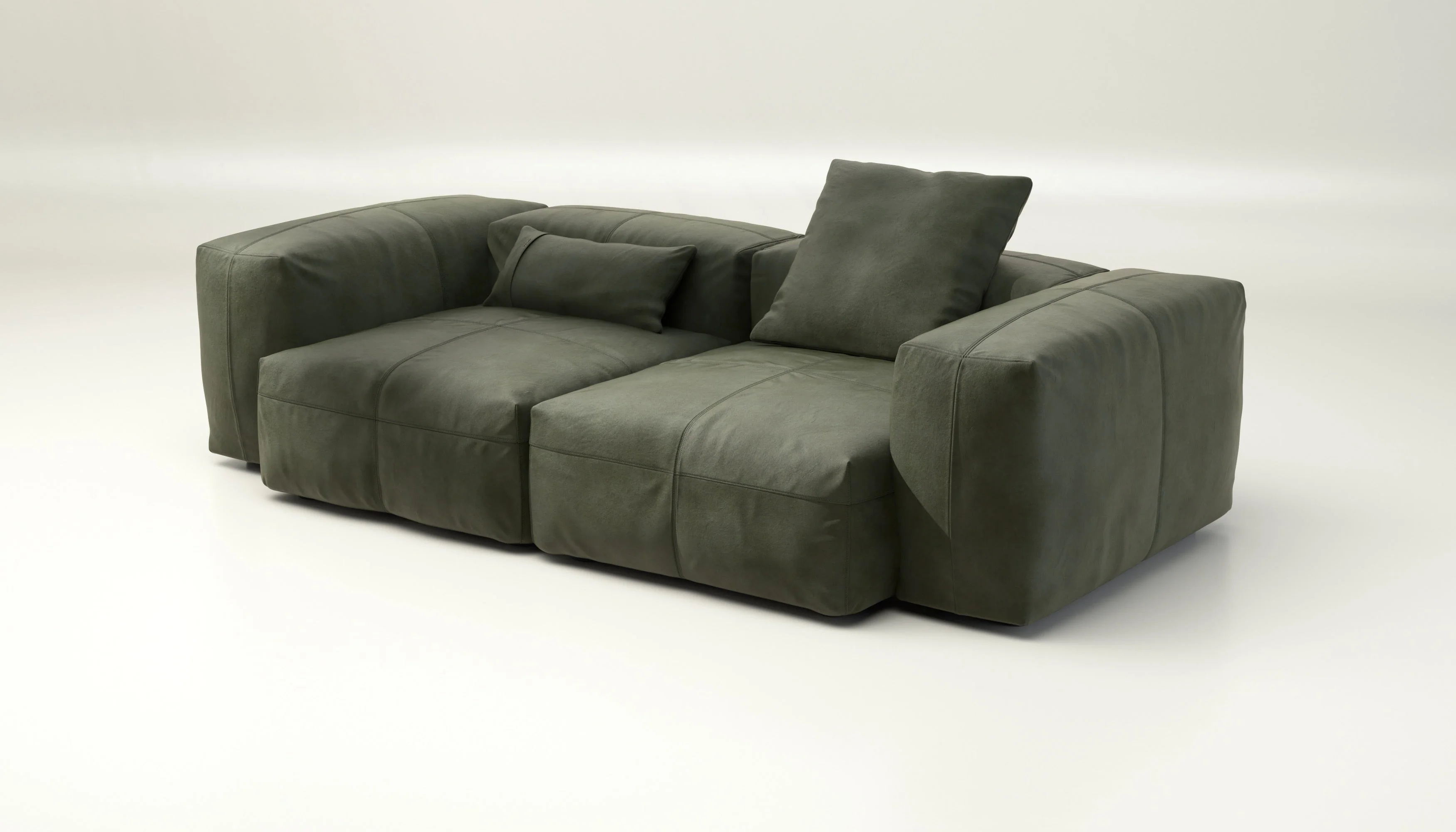 vetsak | Sofa Set 02 Medium - Leather - Olive | Modulares Sofa | 2.5 Sitzer | Big Sofa - Image 3