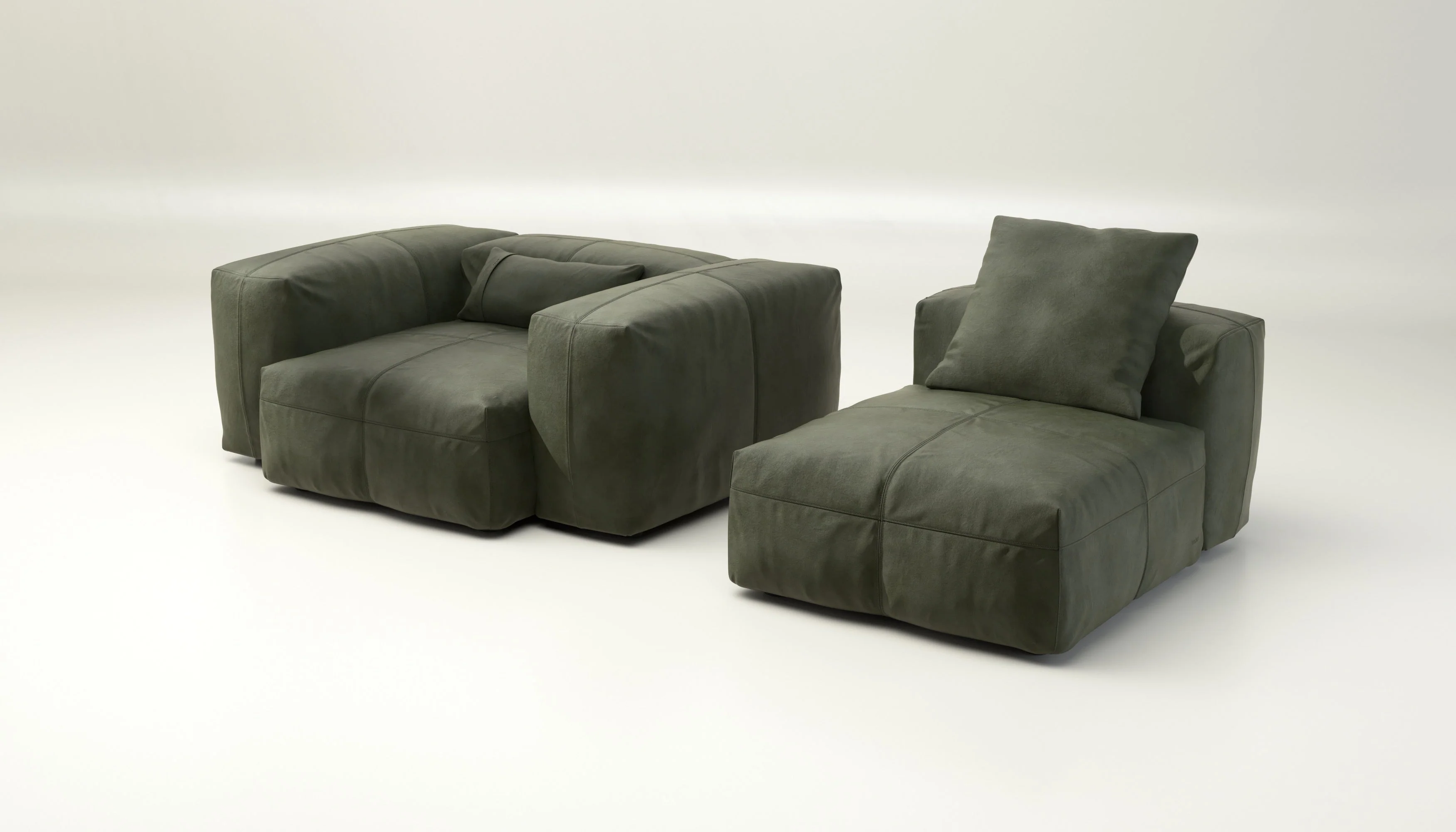 vetsak | Sofa Set 02 Medium - Leather - Olive | Modulares Sofa | 2.5 Sitzer | Big Sofa - Image 4