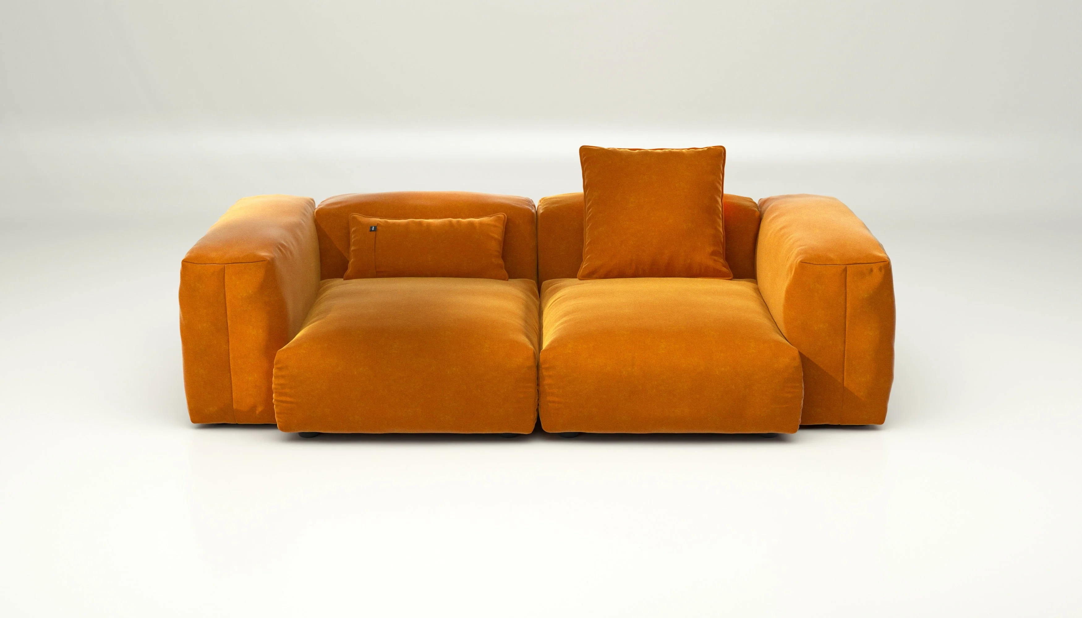 vetsak | Sofa Set 02 Medium - Suave - Orange Blaze | Modulares Sofa | 2.5 Sitzer | Big Sofa