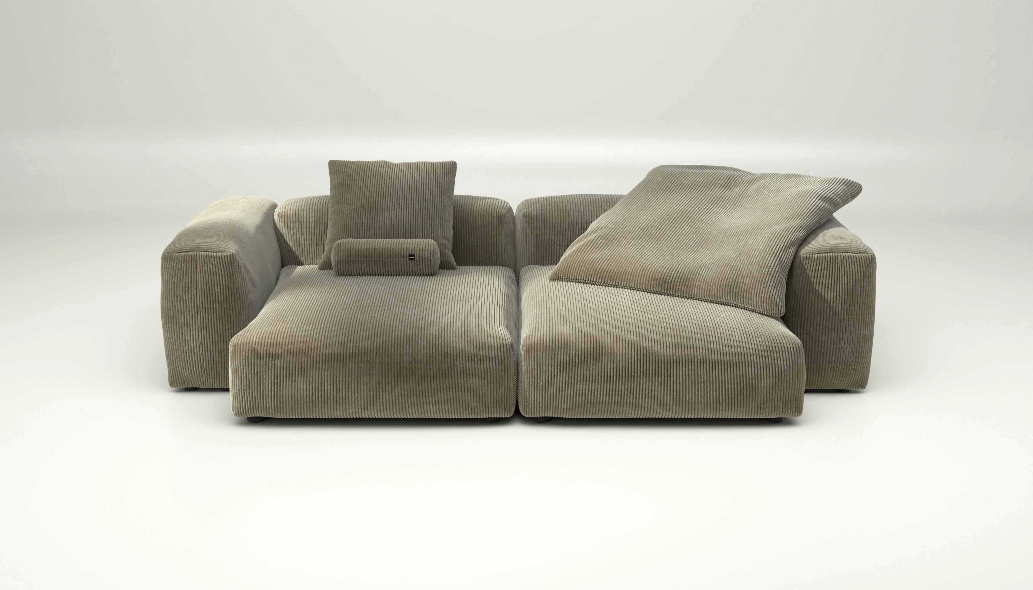 vetsak | Sofa Set 02 XLarge - Cord Velour - Khaki | Modulares Sofa | 3.5 Sitzer | Big Sofa