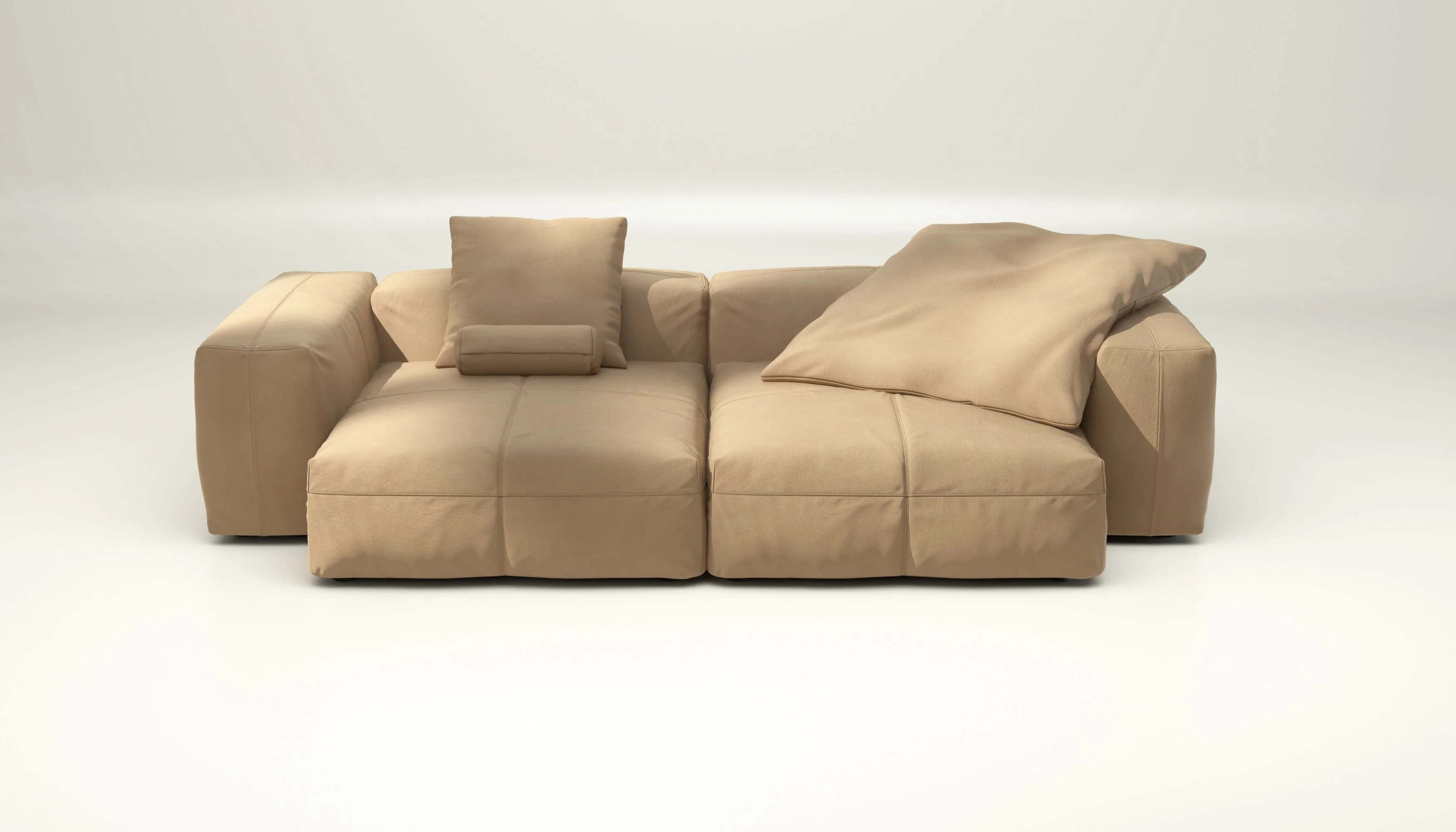 vetsak | Sofa Set 02 XLarge - Leather - Beige | Modulares Sofa | 3.5 Sitzer | Big Sofa