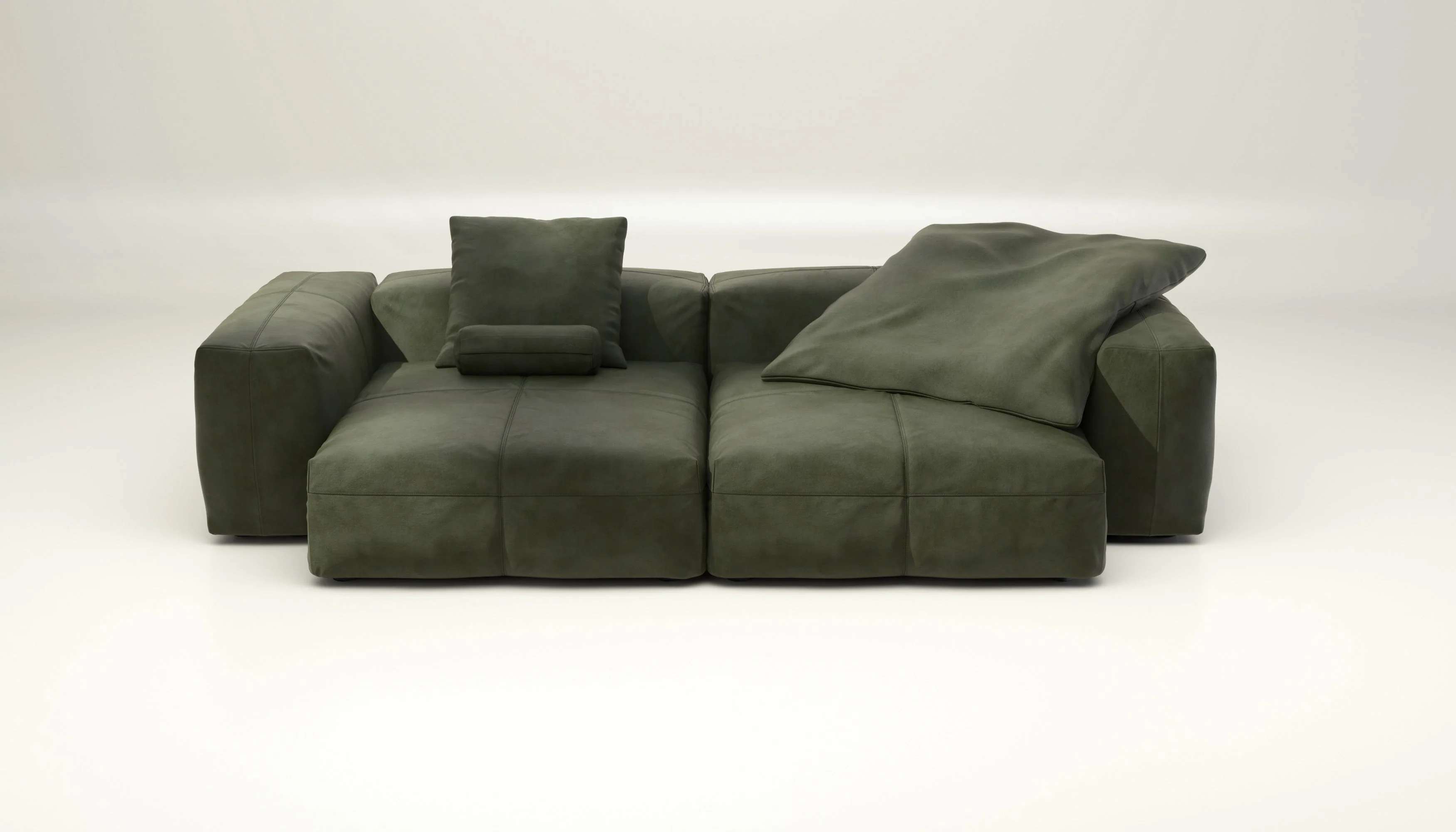 vetsak | Sofa Set 02 XLarge - Leather - Olive | Modulares Sofa | 3.5 Sitzer | Big Sofa