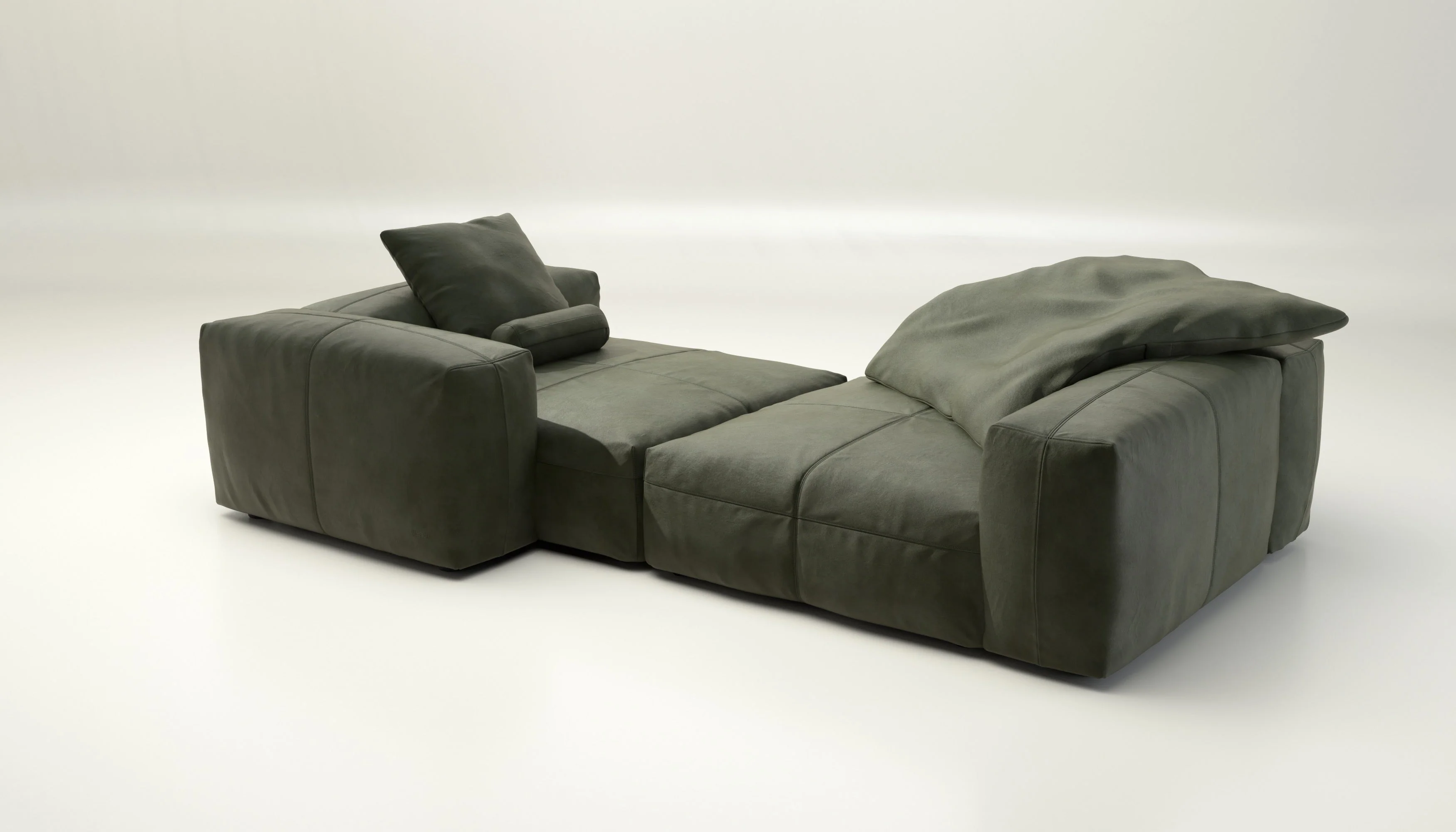 vetsak | Sofa Set 02 XLarge - Leather - Olive | Modulares Sofa | 3.5 Sitzer | Big Sofa - Image 4