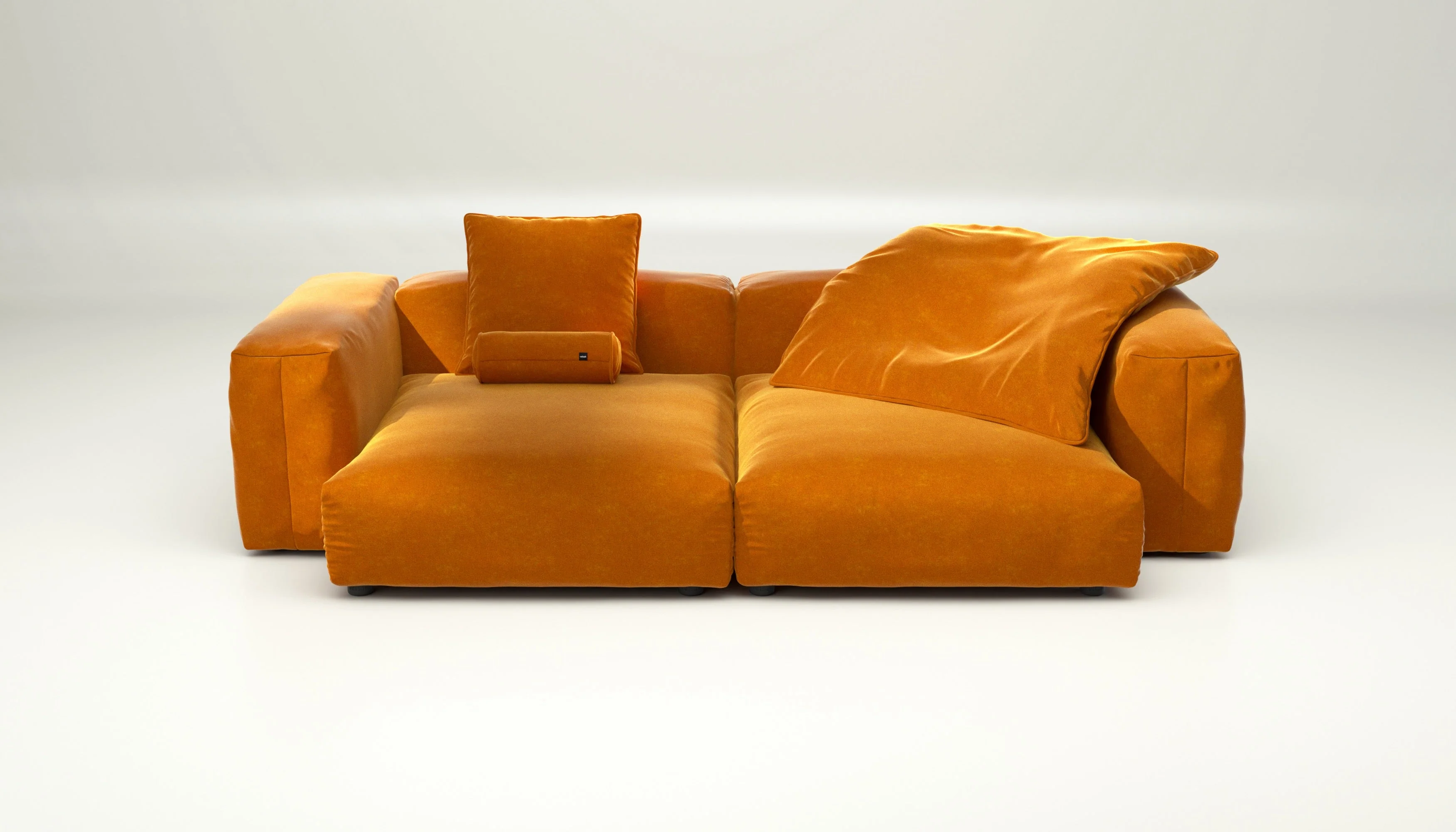 vetsak | Sofa Set 02 XLarge - Suave - Orange Blaze | Modulares Sofa | 3.5 Sitzer | Big Sofa