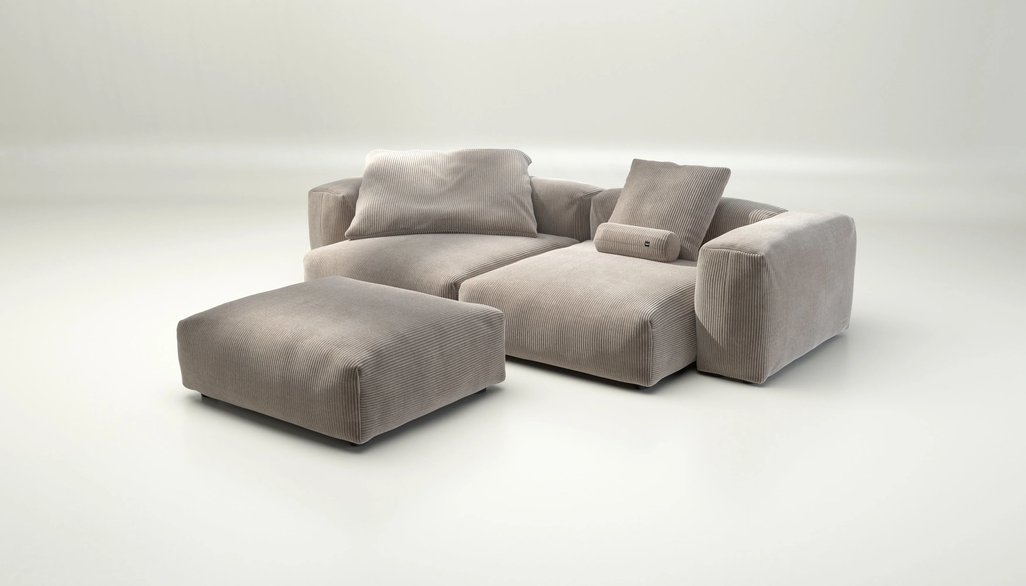 vetsak | Sofa Set 03 - Cord Velour - Platinum | Modulares Sofa | 3.5 Sitzer | Big Sofa | Ecksofa - Image 4