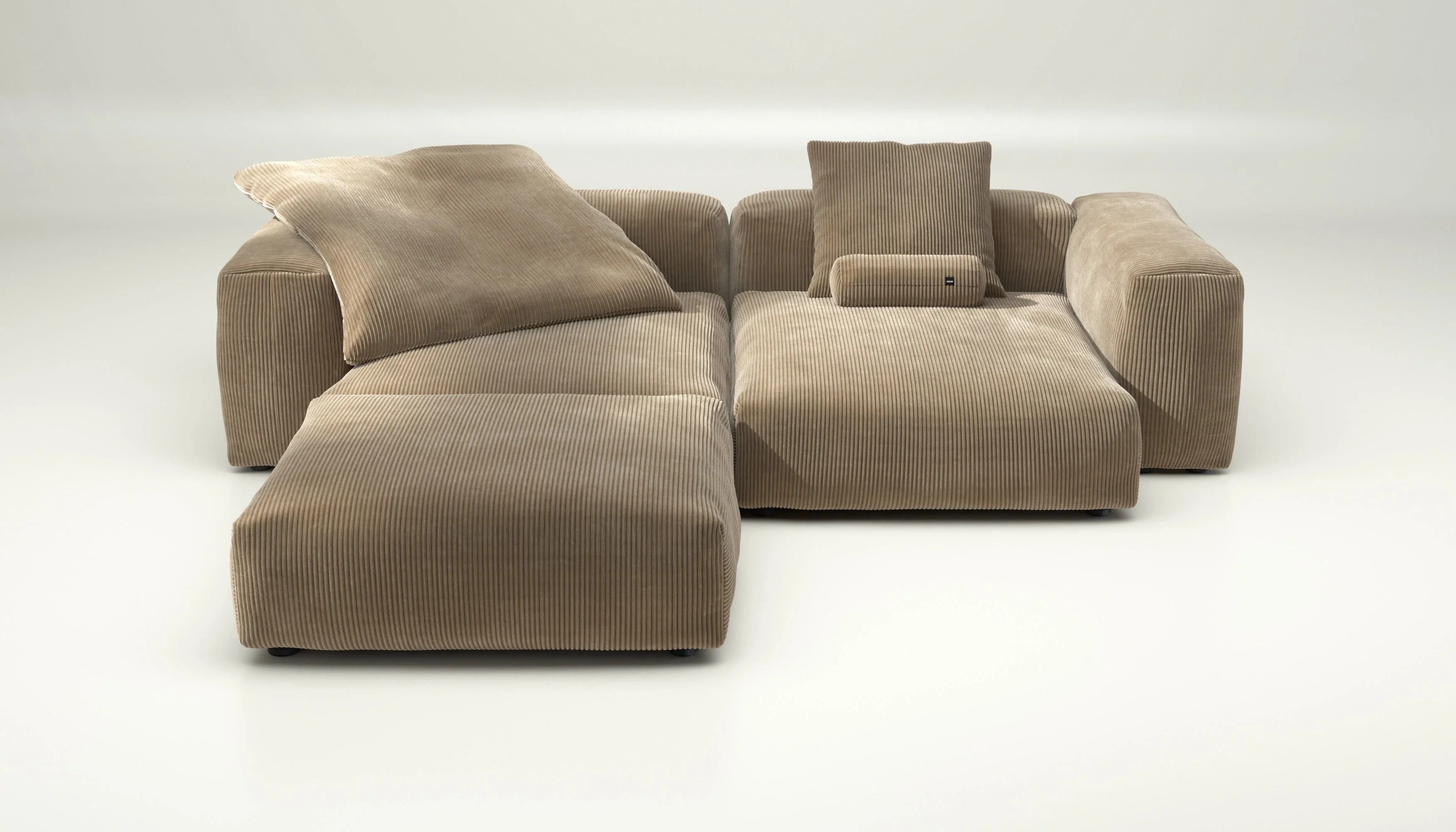 vetsak | Sofa Set 03 - Cord Velour - Sand | Modulares Sofa | 3.5 Sitzer | Big Sofa | Ecksofa