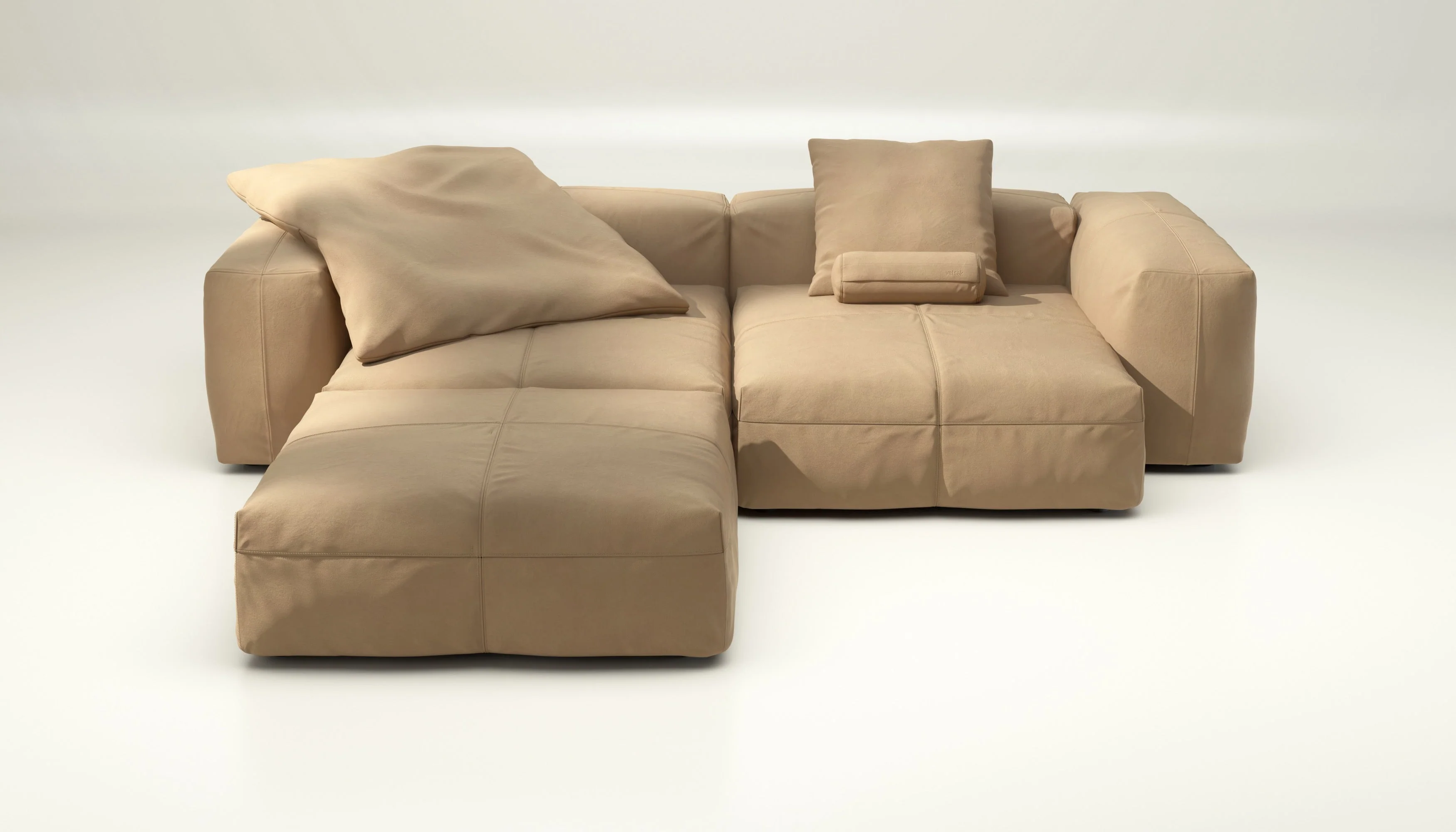 vetsak | Sofa Set 03 - Leather - Beige | Modulares Sofa | 3.5 Sitzer | Big Sofa | Ecksofa