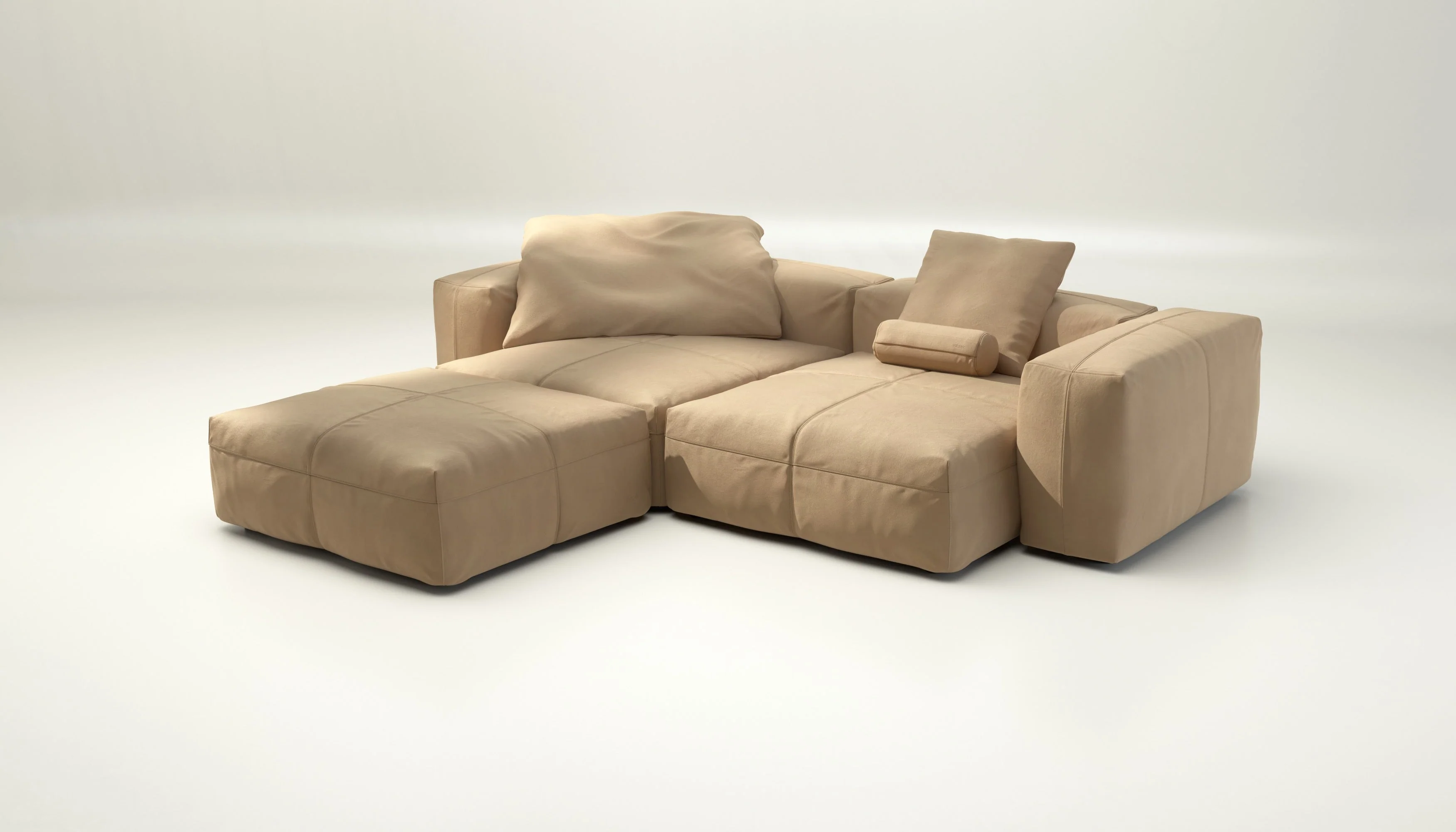 vetsak | Sofa Set 03 - Leather - Beige | Modulares Sofa | 3.5 Sitzer | Big Sofa | Ecksofa - Image 3