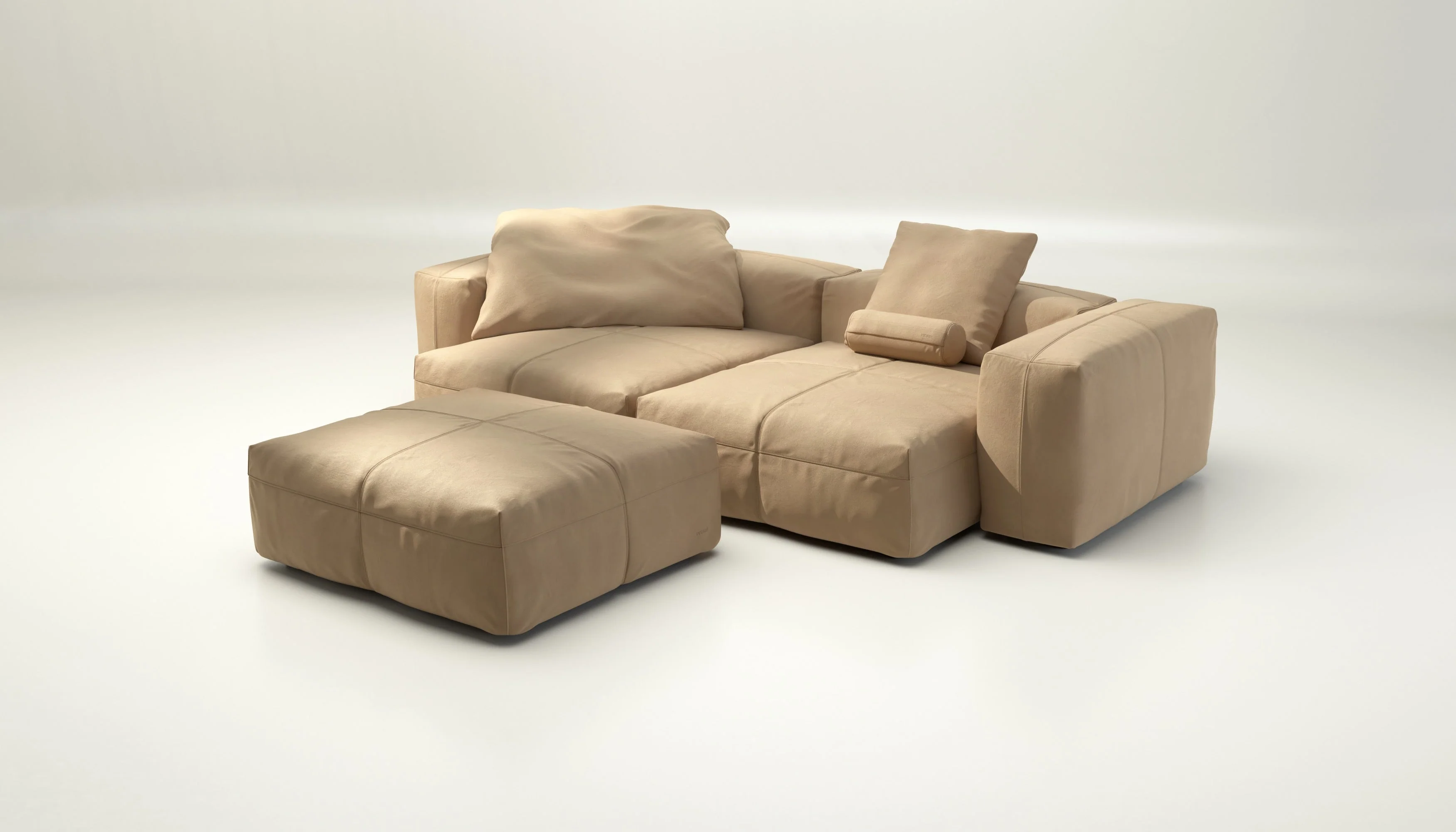 vetsak | Sofa Set 03 - Leather - Beige | Modulares Sofa | 3.5 Sitzer | Big Sofa | Ecksofa - Image 4