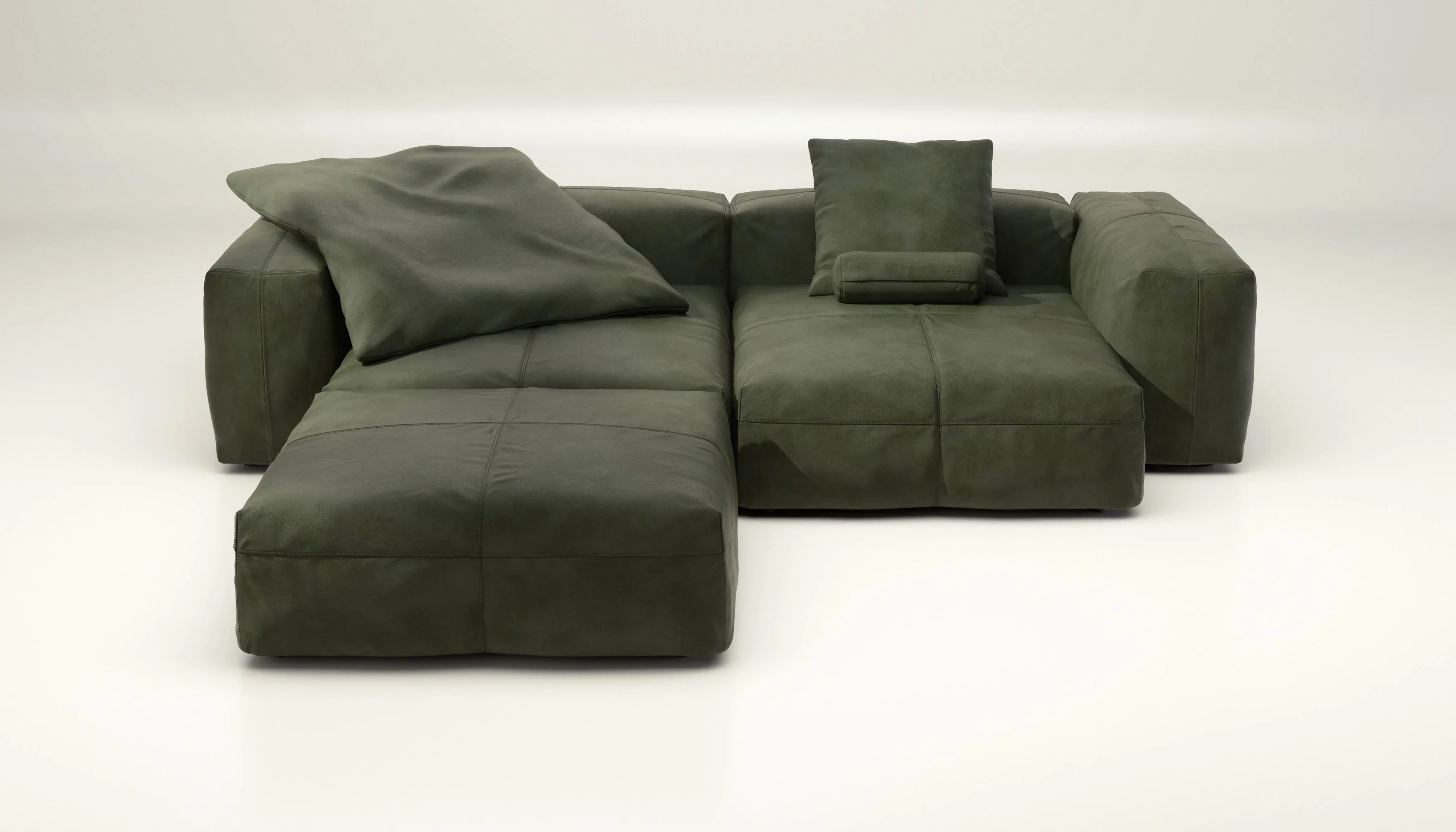 vetsak | Sofa Set 03 - Leather - Olive | Modulares Sofa | 3.5 Sitzer | Big Sofa | Ecksofa
