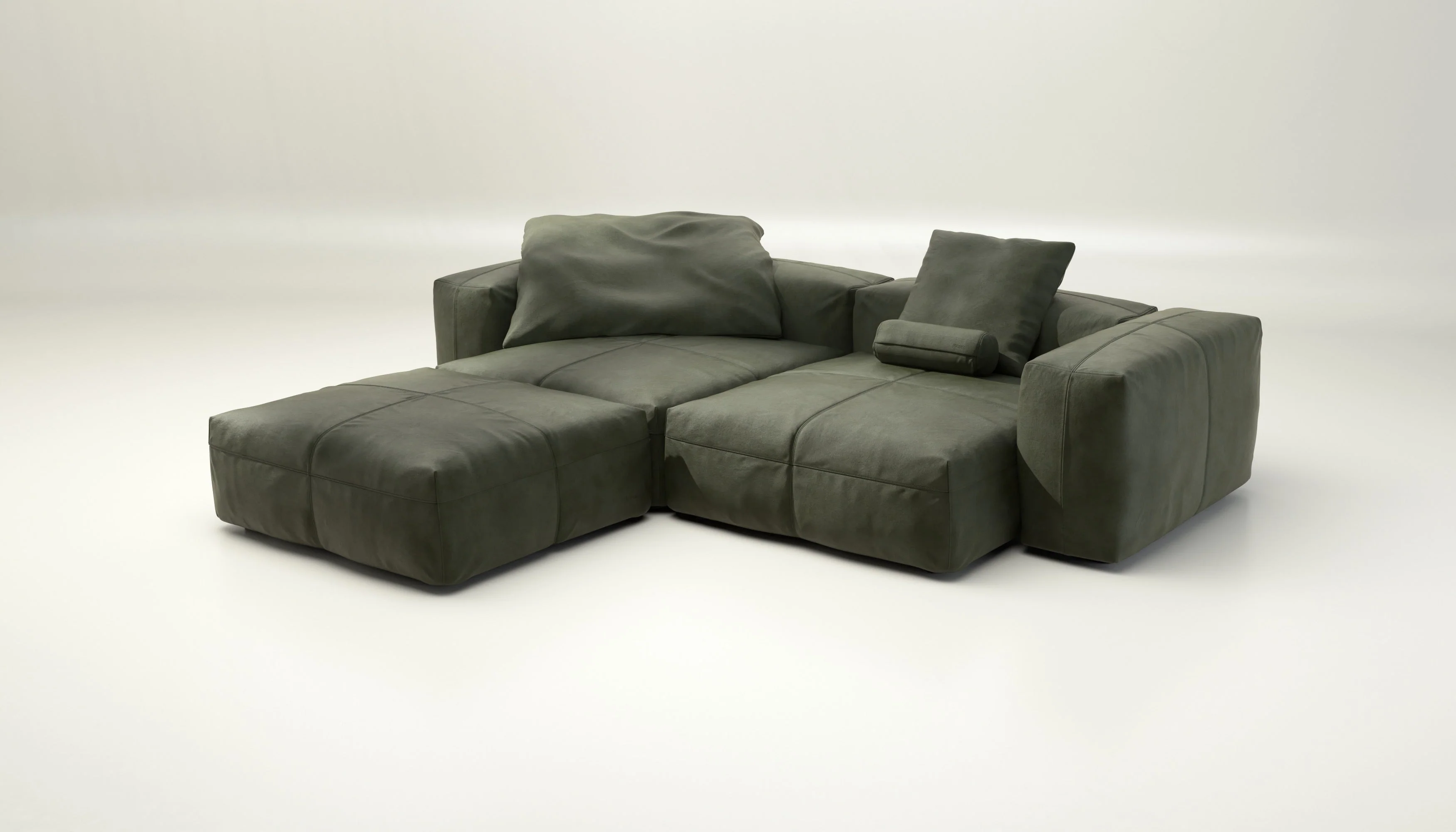 vetsak | Sofa Set 03 - Leather - Olive | Modulares Sofa | 3.5 Sitzer | Big Sofa | Ecksofa - Image 3