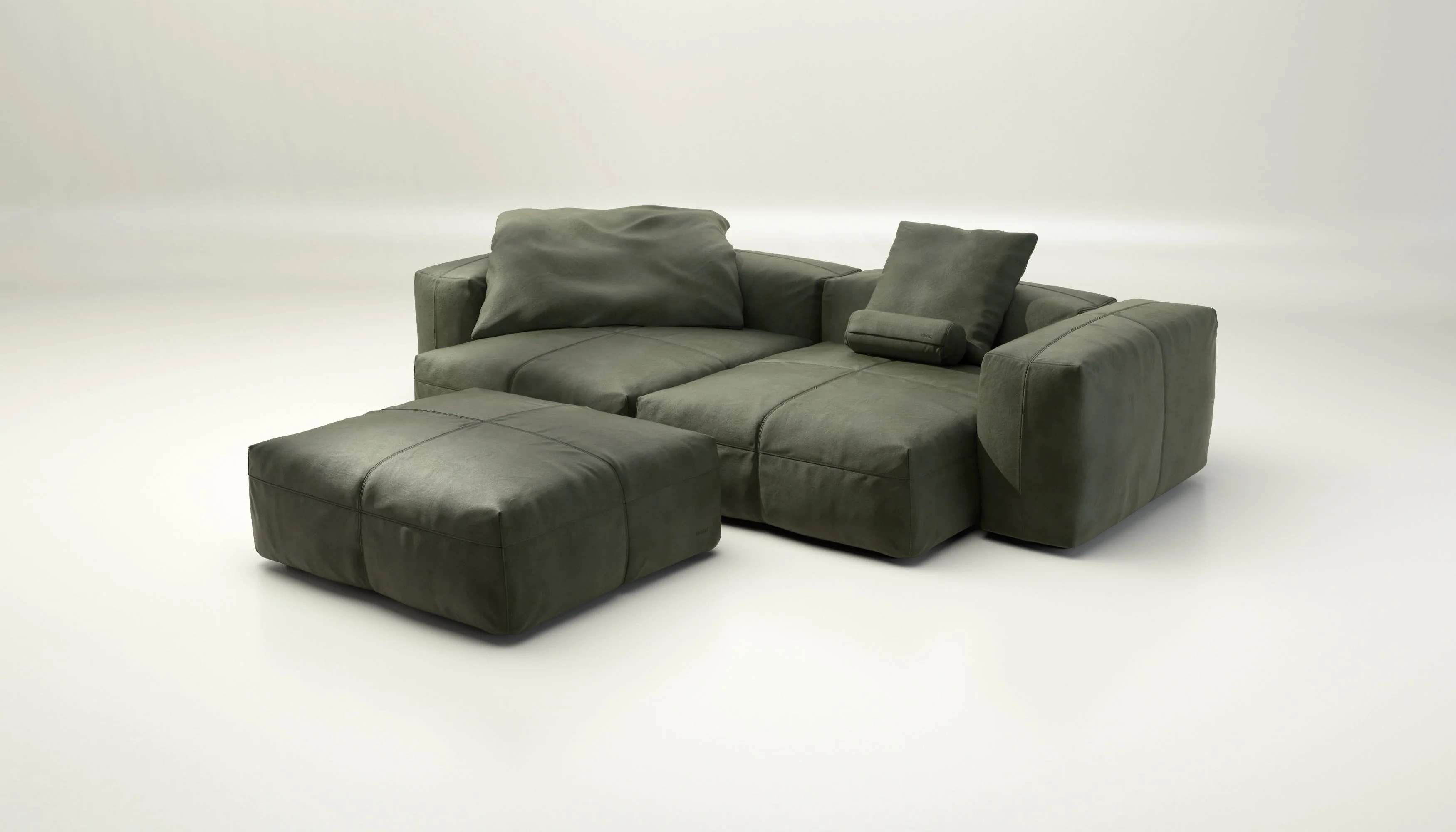 vetsak | Sofa Set 03 - Leather - Olive | Modulares Sofa | 3.5 Sitzer | Big Sofa | Ecksofa - Image 4