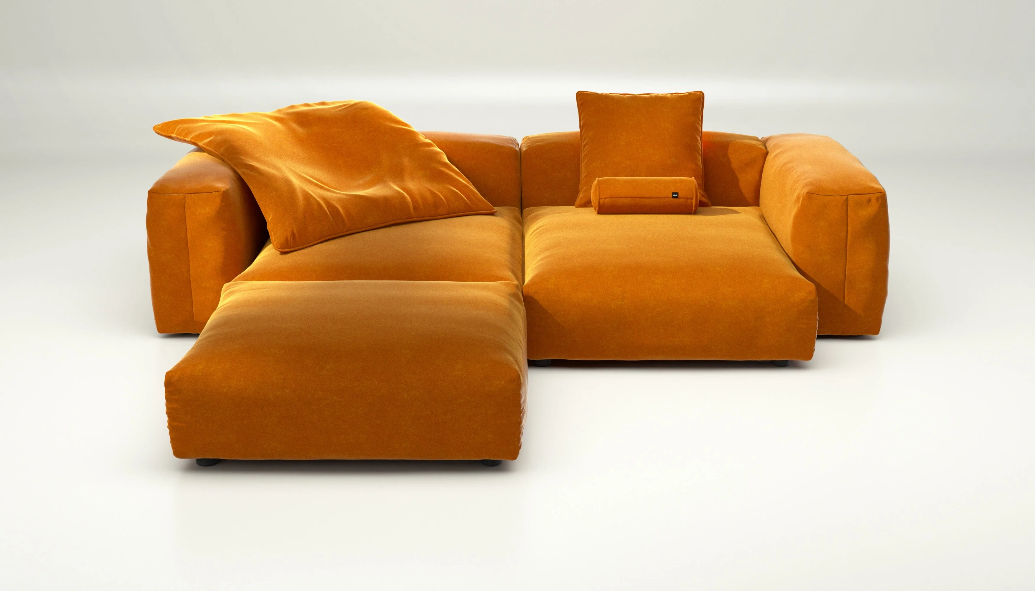 vetsak | Sofa Set 03 - Suave - Orange Blaze | Modulares Sofa | 3.5 Sitzer | Big Sofa | Ecksofa