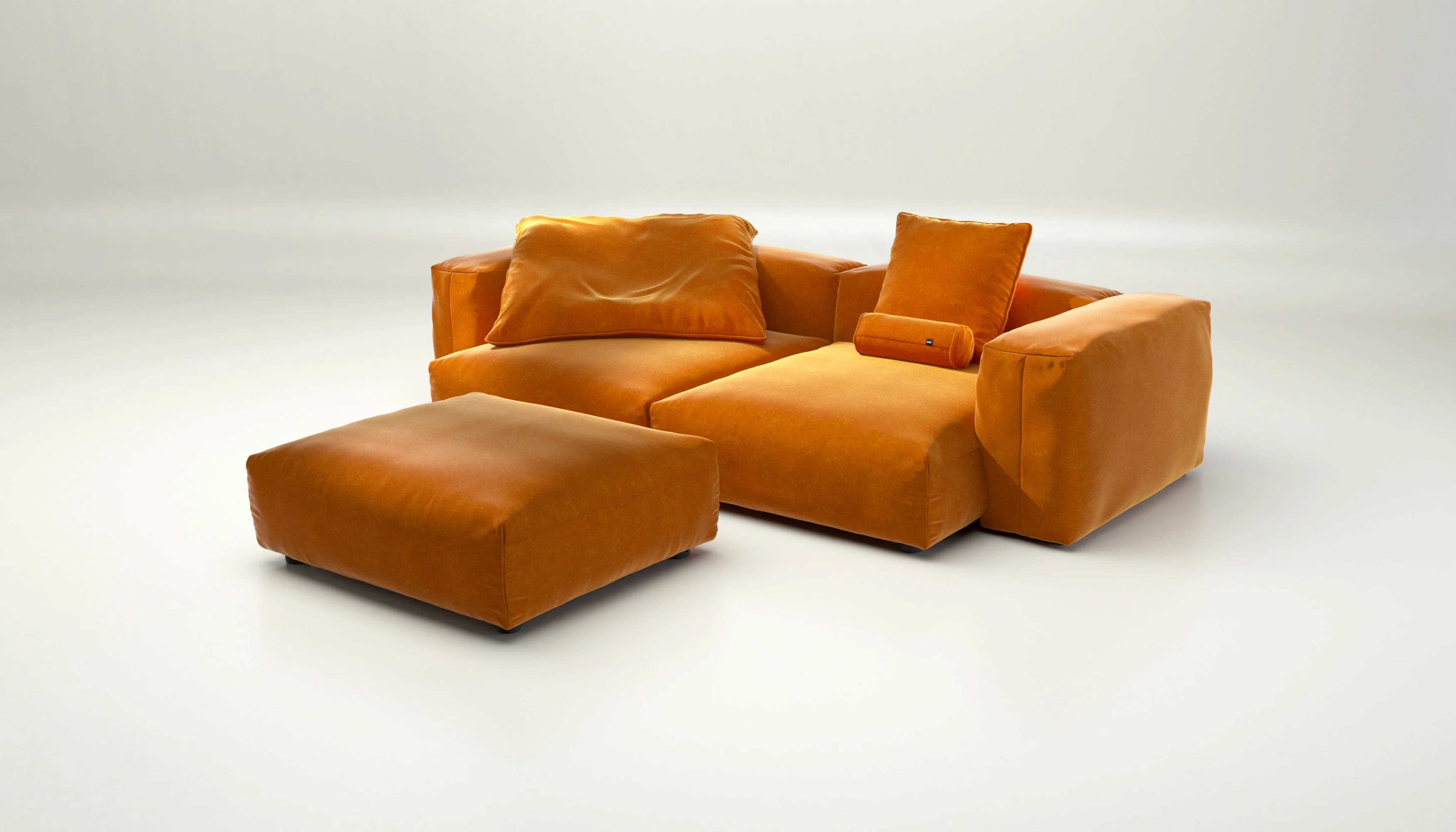 vetsak | Sofa Set 03 - Suave - Orange Blaze | Modulares Sofa | 3.5 Sitzer | Big Sofa | Ecksofa - Image 4