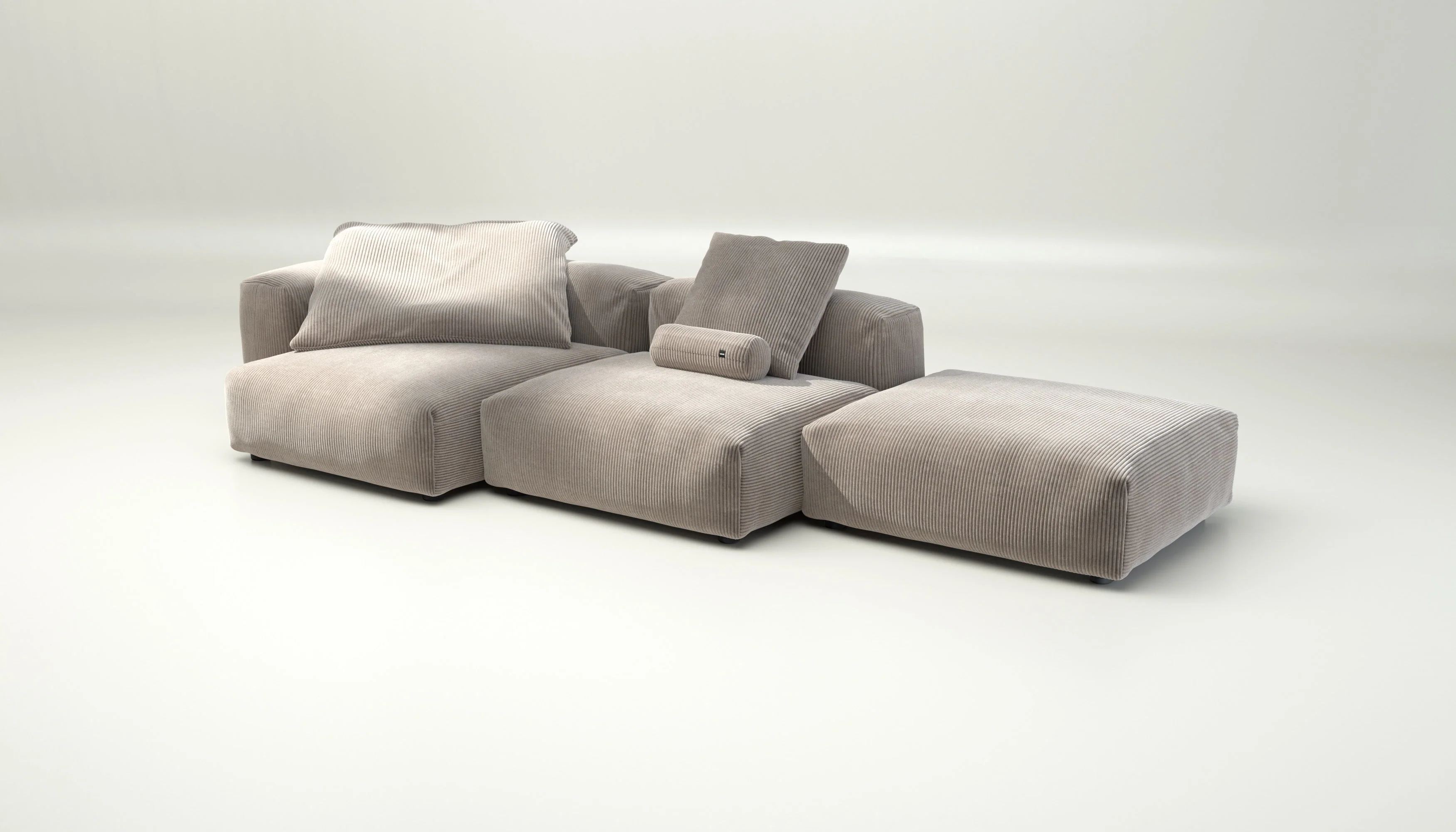 vetsak | Sofa Set 04 - Cord Velour - Platinum | Modulares Sofa | 5 Sitzer | Big Sofa - Image 4