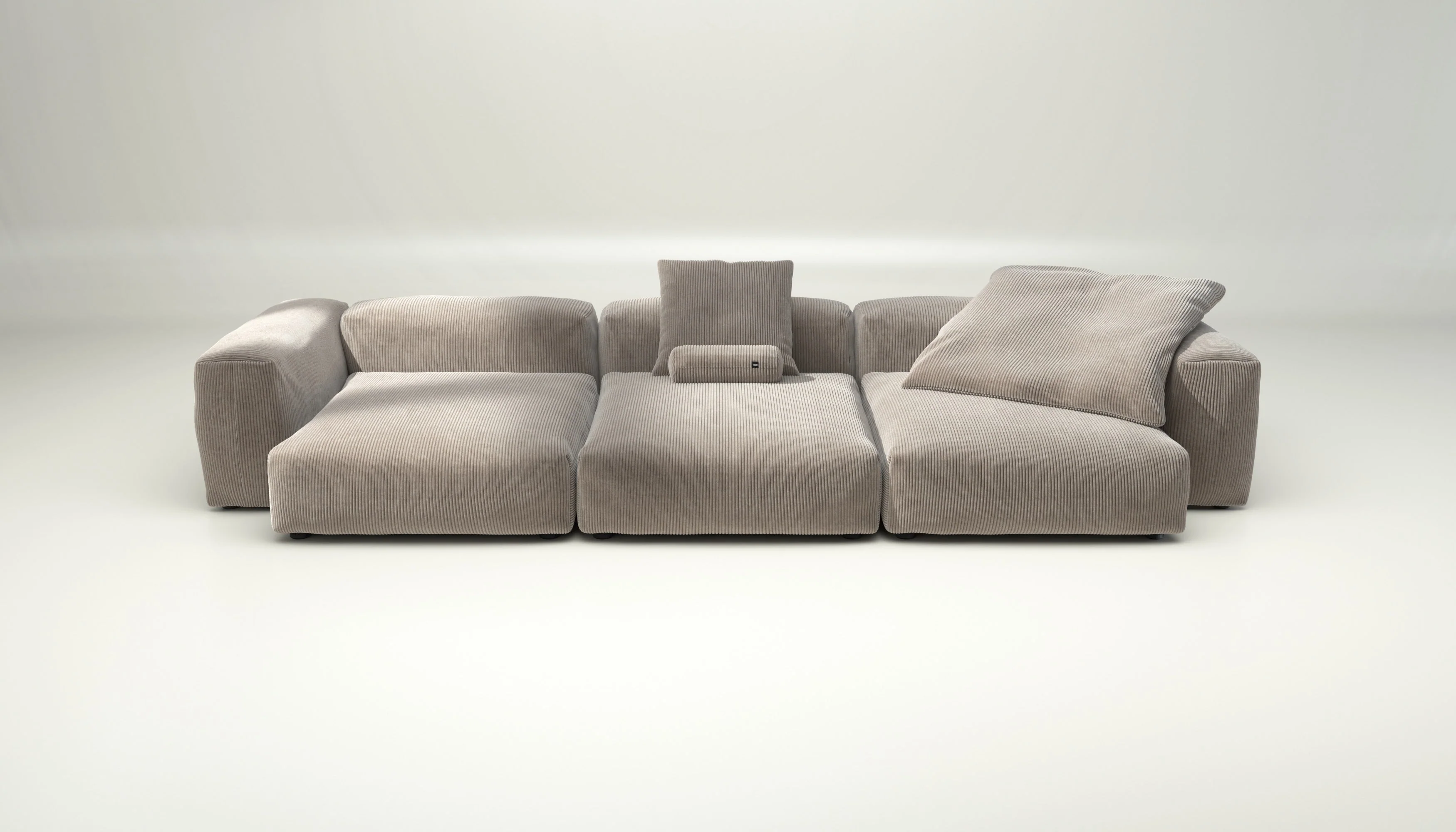 vetsak | Sofa Set 05 - Cord Velour - Platinum | Modulares Sofa | 5 Sitzer | Big Sofa | Ecksofa