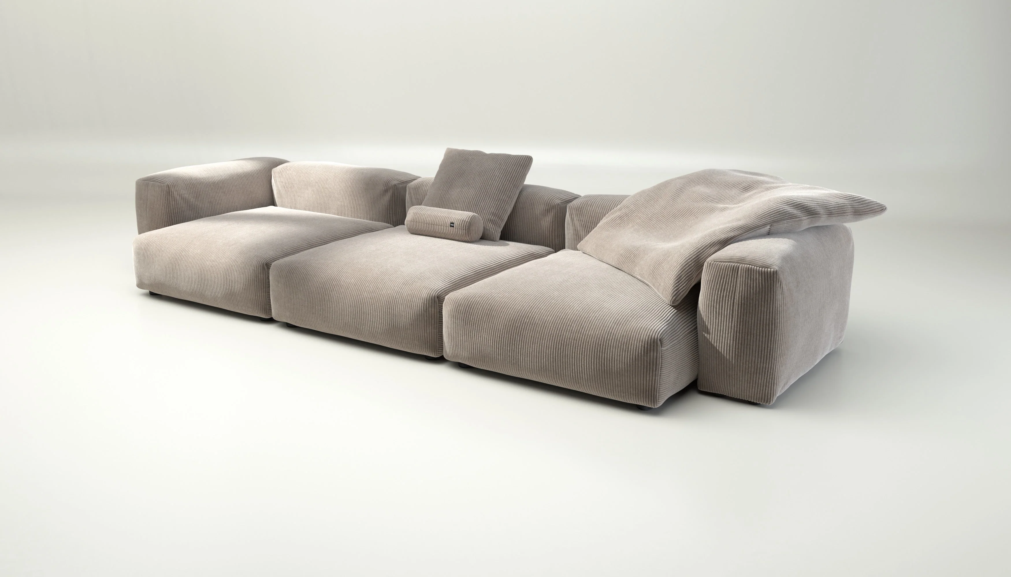 vetsak | Sofa Set 05 - Cord Velour - Platinum | Modulares Sofa | 5 Sitzer | Big Sofa | Ecksofa - Image 3