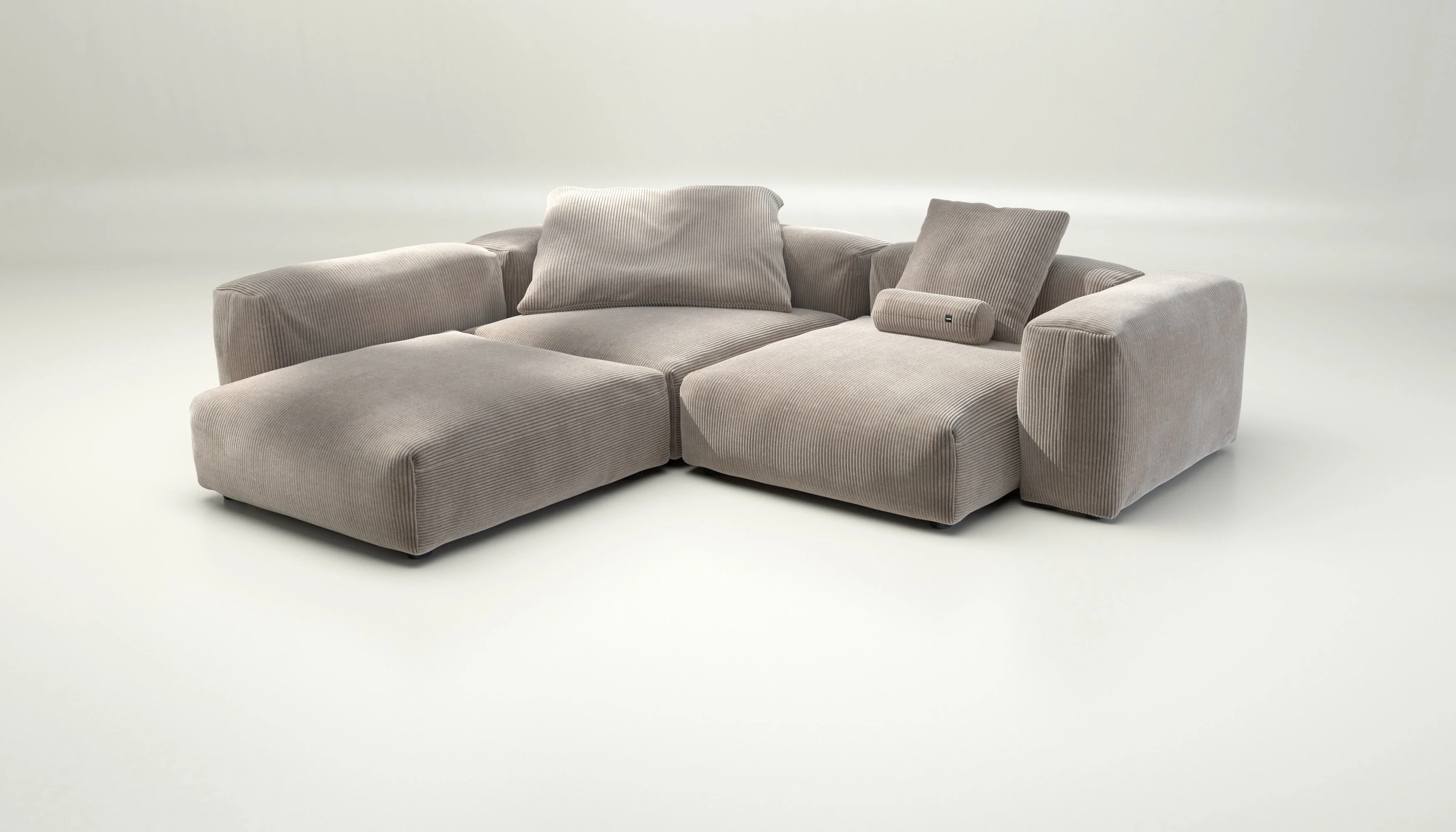 vetsak | Sofa Set 05 - Cord Velour - Platinum | Modulares Sofa | 5 Sitzer | Big Sofa | Ecksofa - Image 4