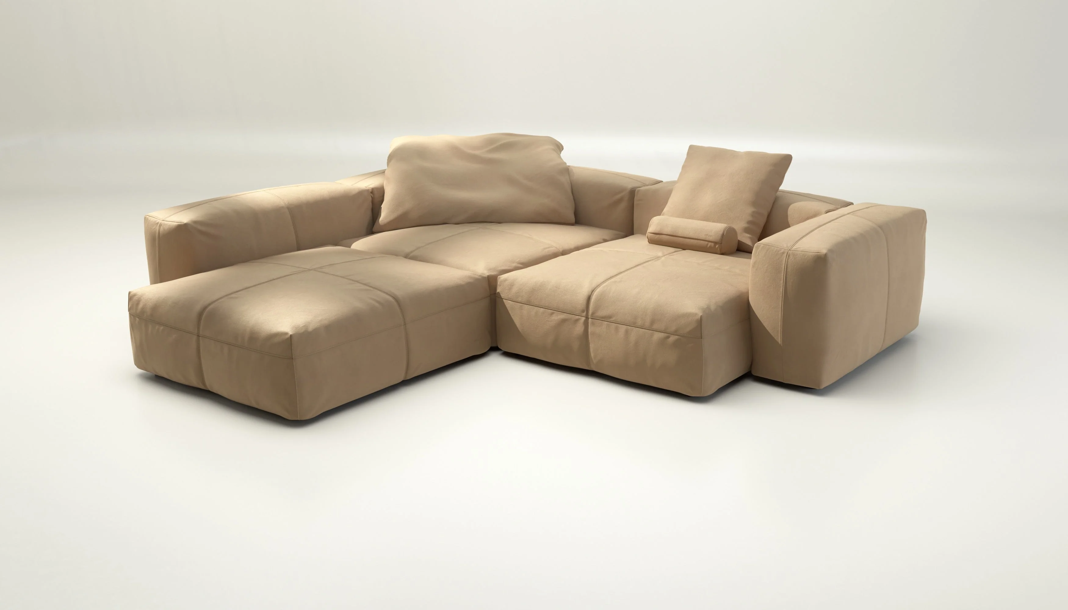 vetsak | Sofa Set 05 - Leather - Beige | Modulares Sofa | 5 Sitzer | Big Sofa | Ecksofa - Image 4