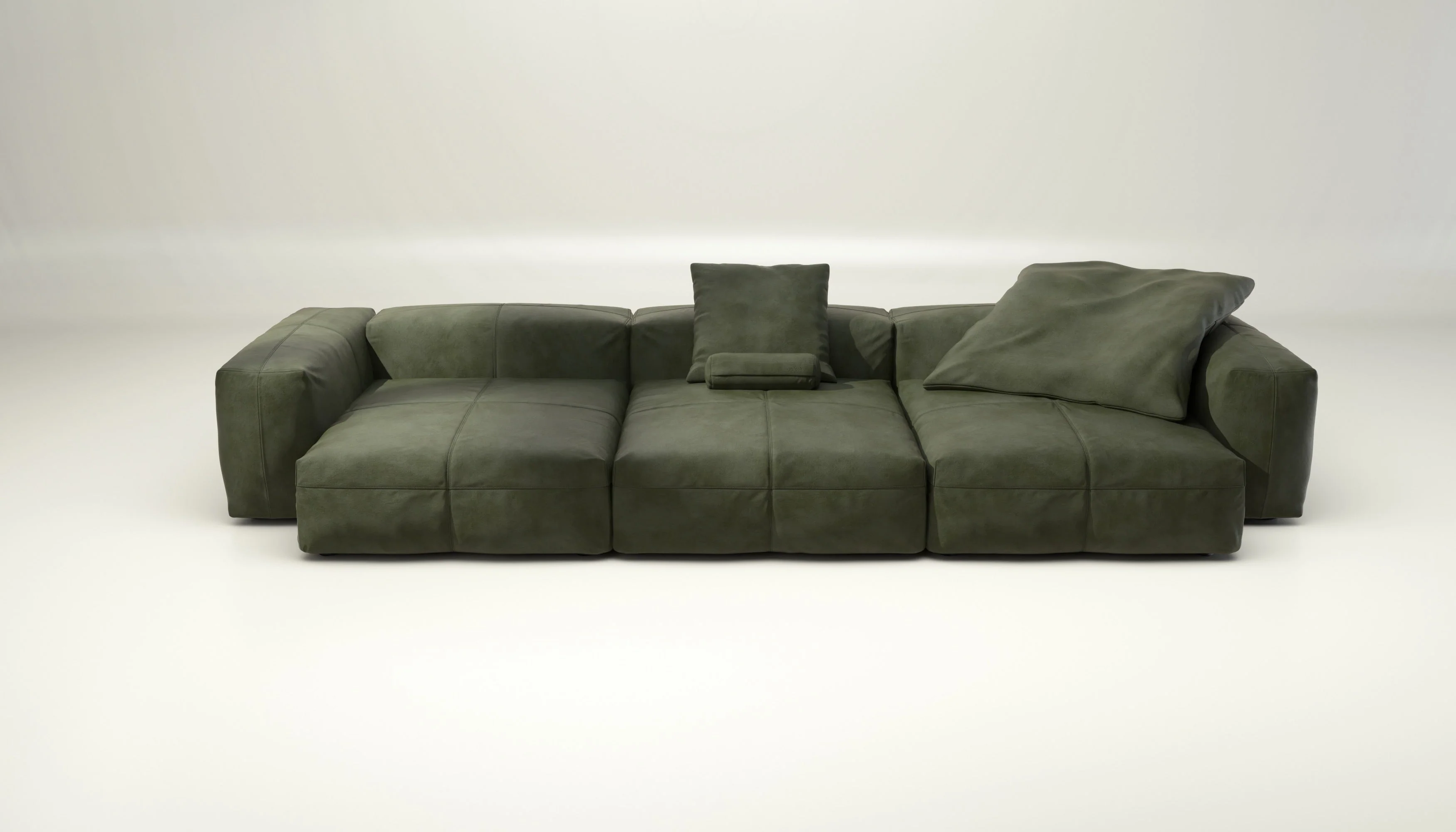 vetsak | Sofa Set 05 - Leather - Olive | Modulares Sofa | 5 Sitzer | Big Sofa | Ecksofa