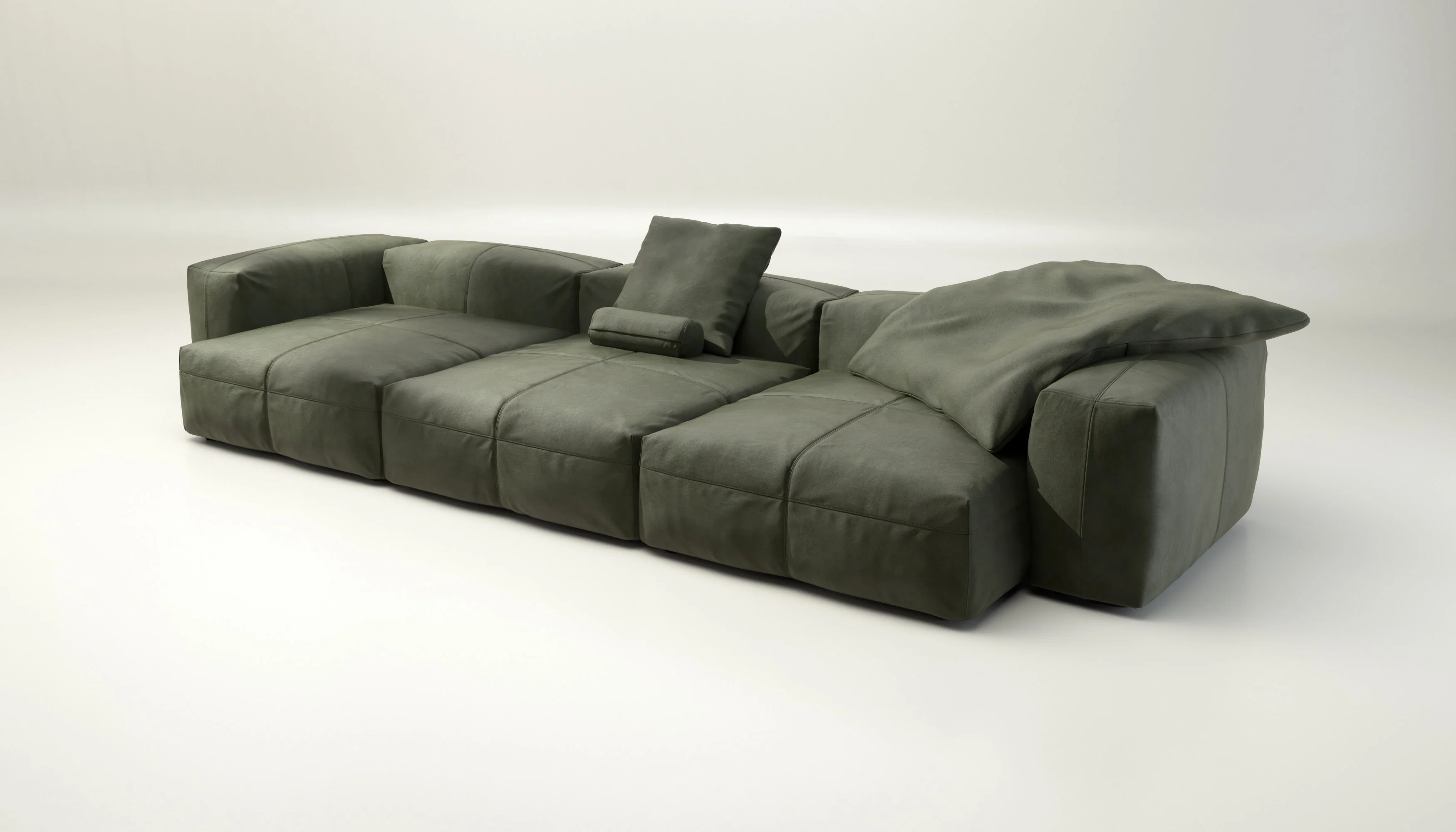 vetsak | Sofa Set 05 - Leather - Olive | Modulares Sofa | 5 Sitzer | Big Sofa | Ecksofa - Image 3