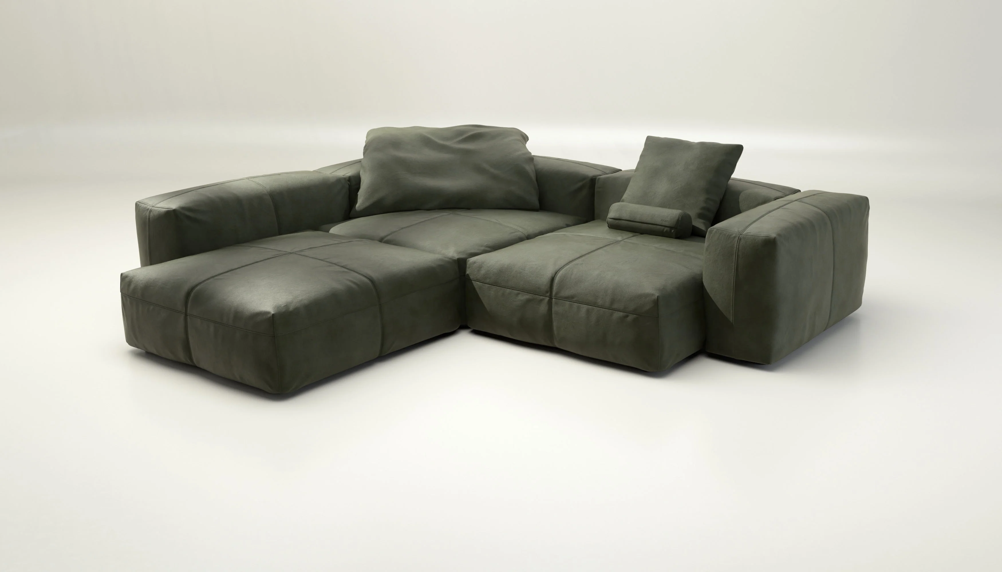vetsak | Sofa Set 05 - Leather - Olive | Modulares Sofa | 5 Sitzer | Big Sofa | Ecksofa - Image 4
